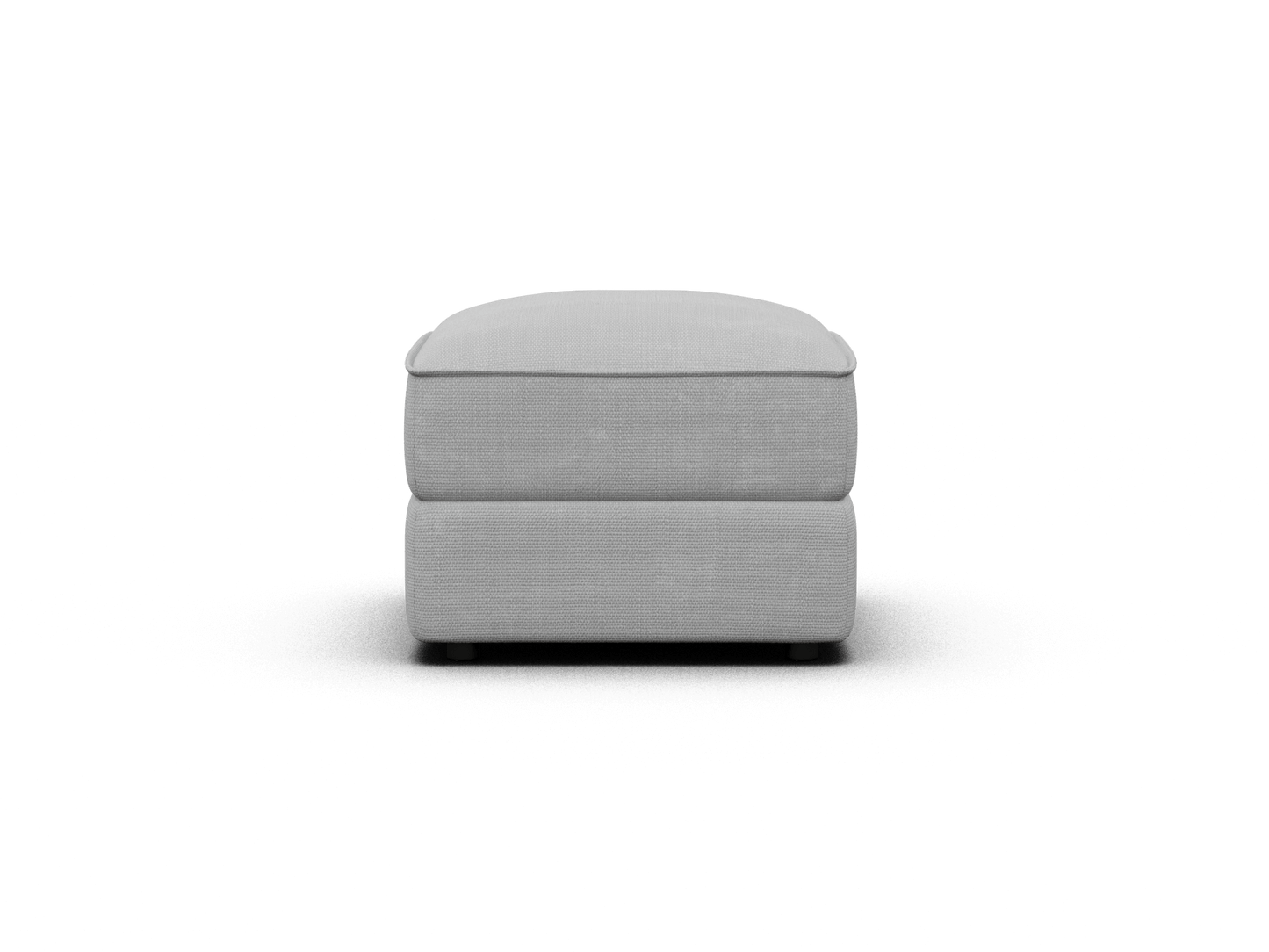 Luxurious grey fabric ottoman featuring a minimalist design, soft upholstery, and sturdy construction. Perfect for contemporary living spaces.