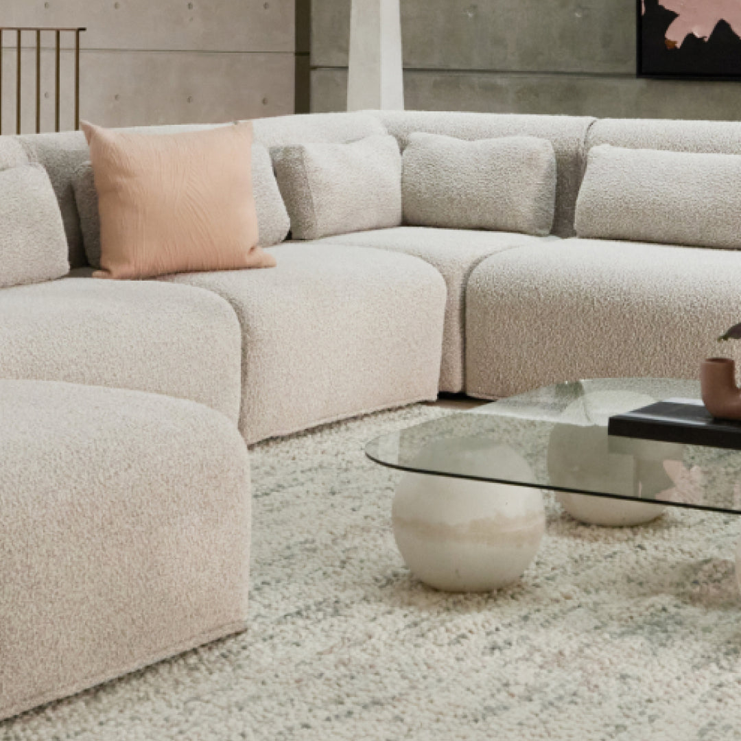 Gray L-shaped couch in modern living room