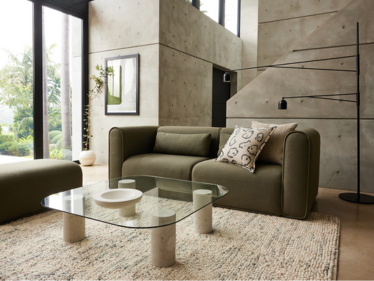 Green sofa in modern living room