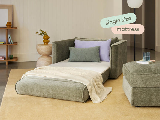 laid out single sofa bed