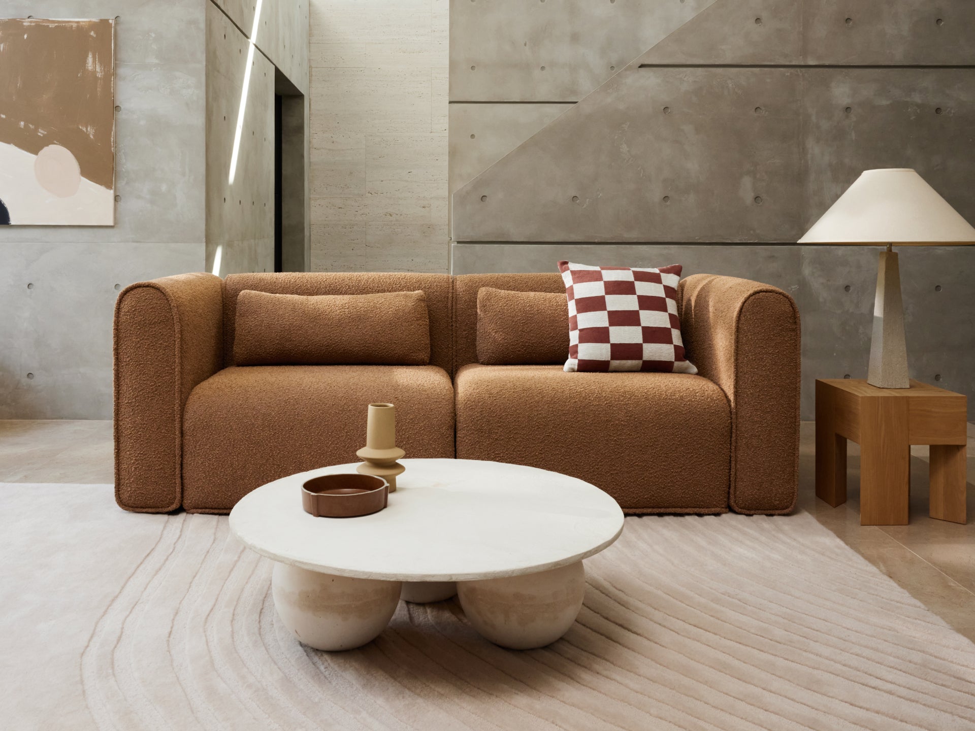 Modular sofa in a contemporary living room with washable covers