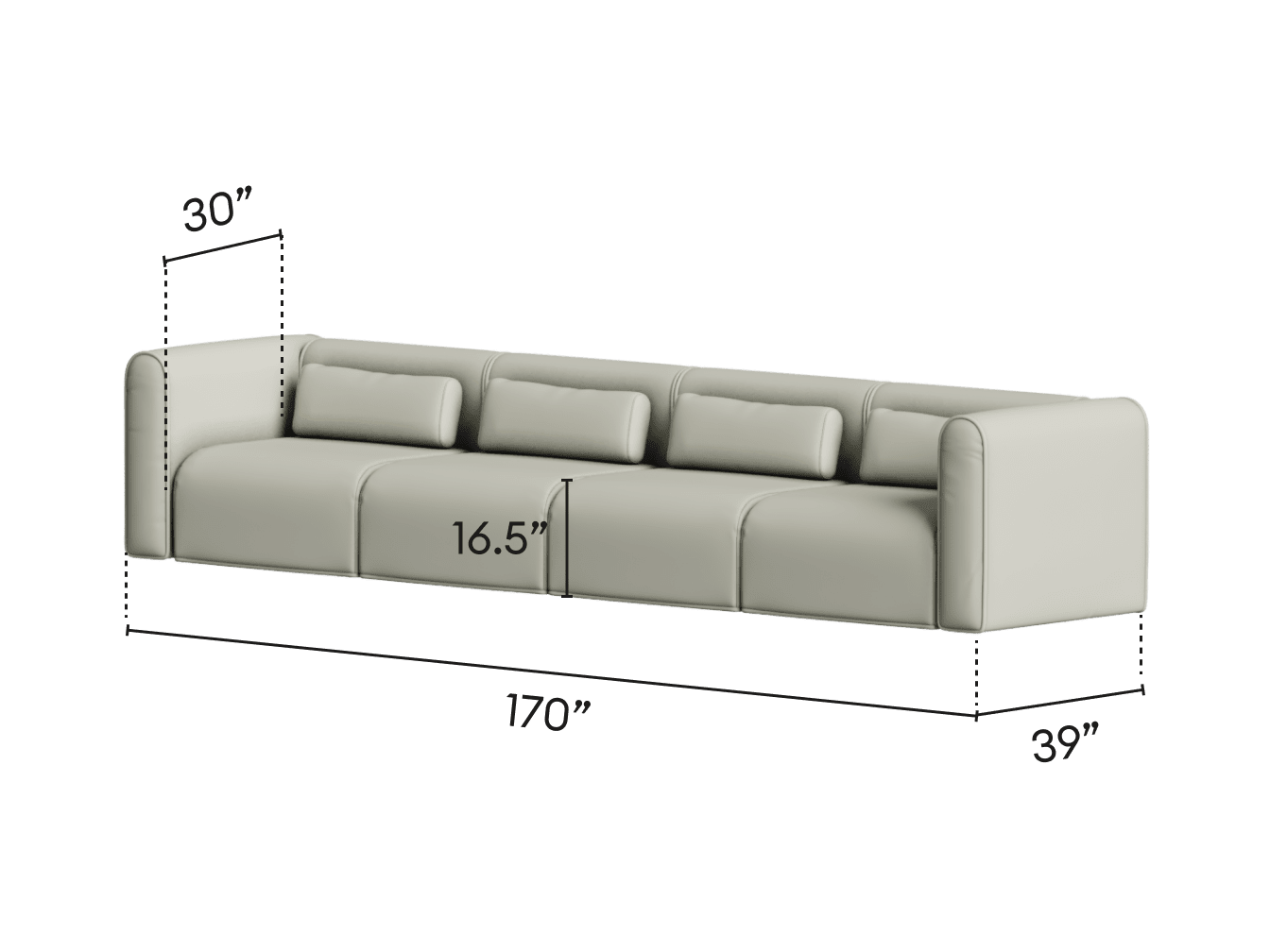 Bangalow Modular Sofa - Chaise - 4 Sections / Sand Dune (Luxe) / Extra Wide