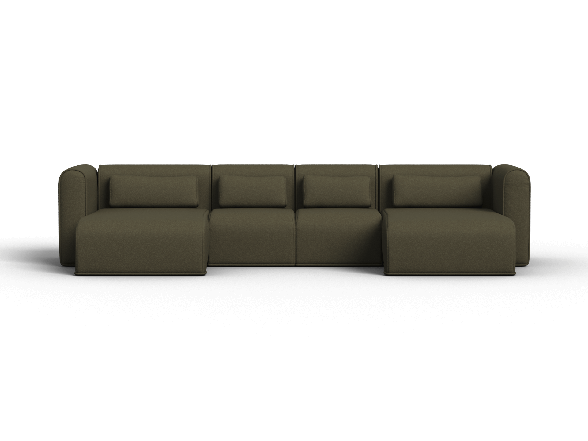 Bangalow Modular Sofa - Chaise - 4 Sections with 2 Chaises / Green Wattle / Regular