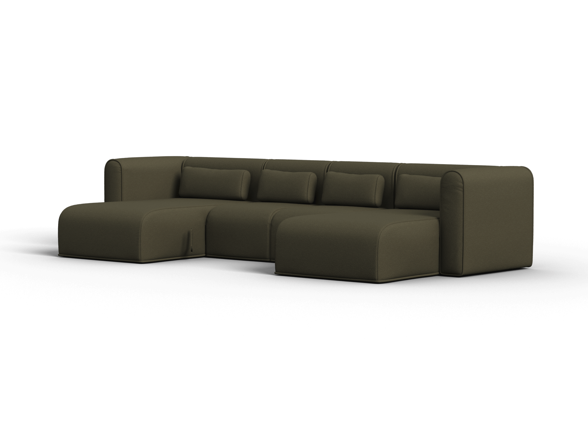 Bangalow Modular Sofa - Chaise - 4 Sections with 2 Chaises / Green Wattle / Regular