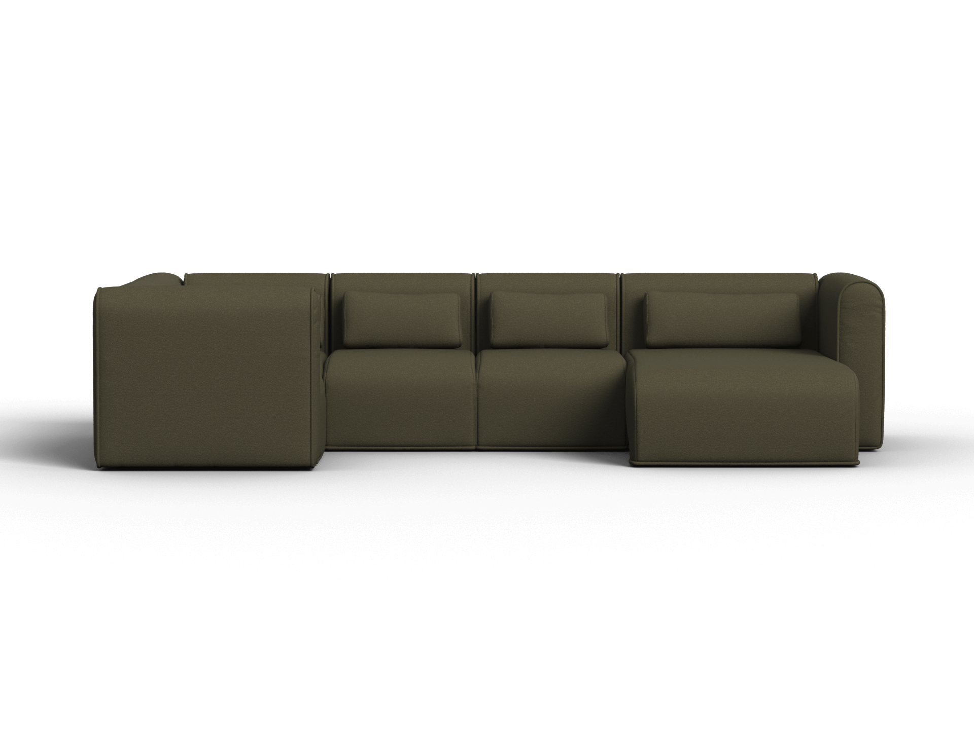 Bangalow Modular Sofa - Corner - 5 Sections with Chaise / Green Wattle / Regular