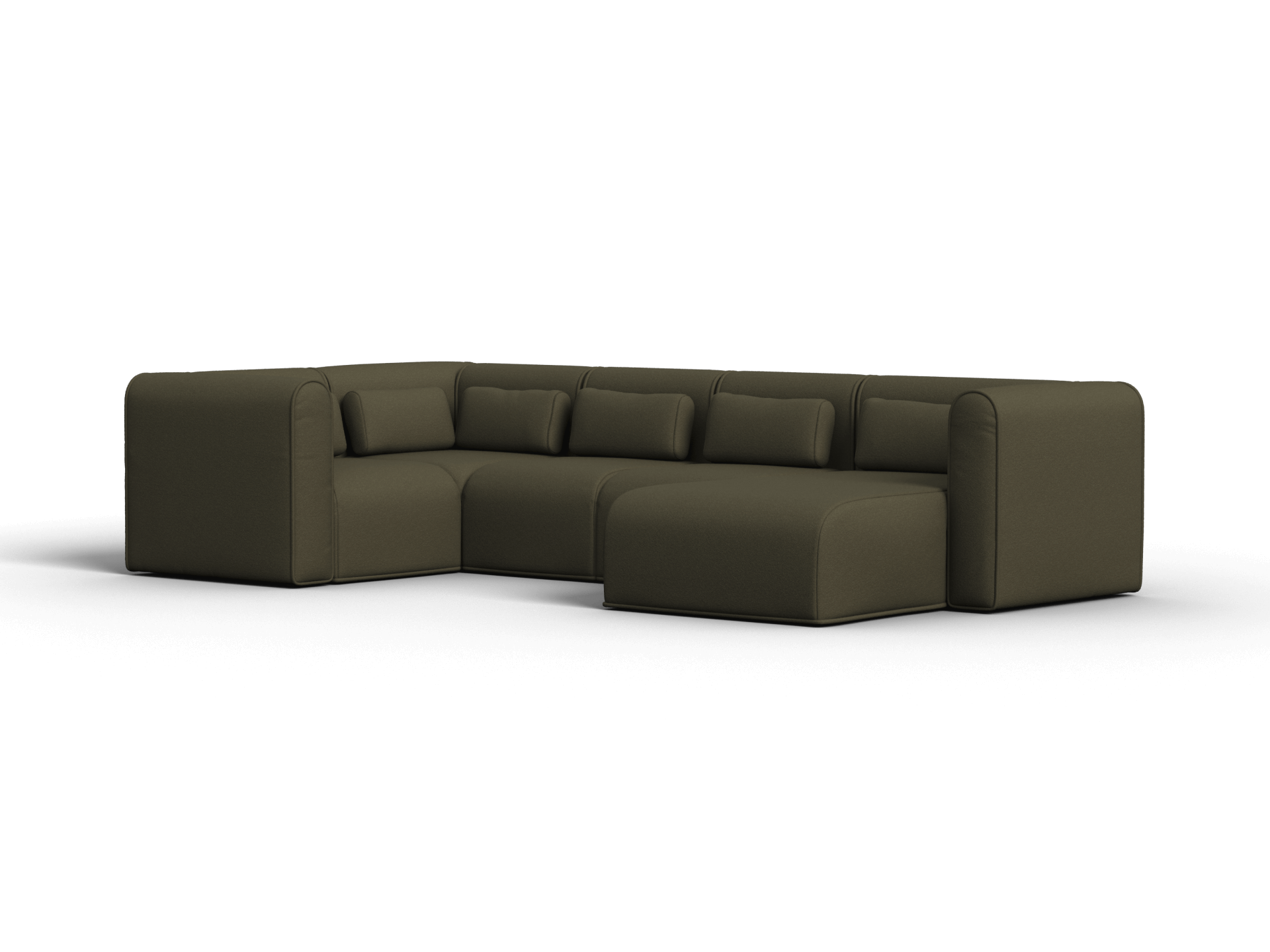 Bangalow Modular Sofa - Corner - 5 Sections with Chaise / Green Wattle / Regular