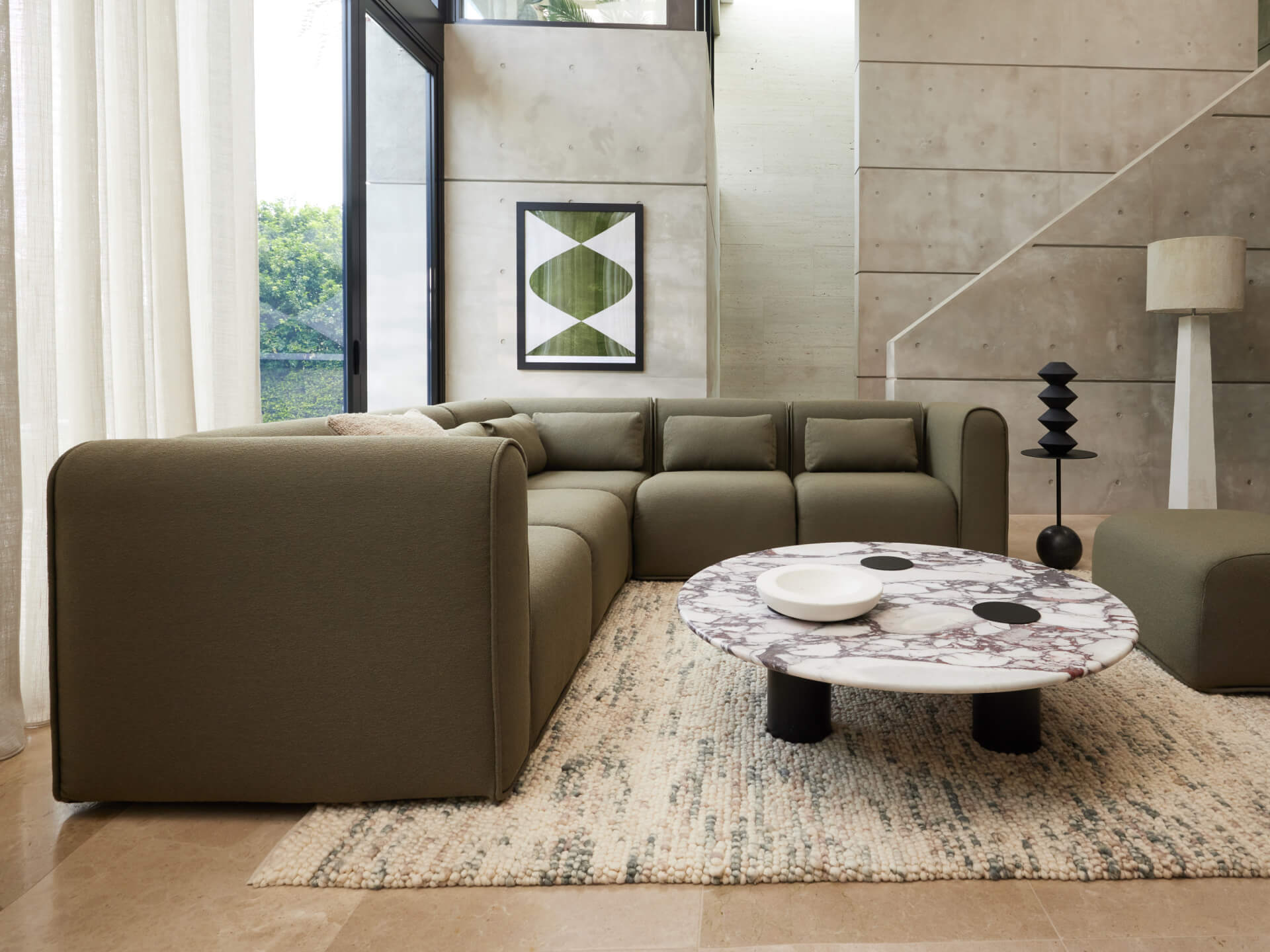 Bangalow Modular Sofa - Corner - 5 Sections / Green Wattle / Regular