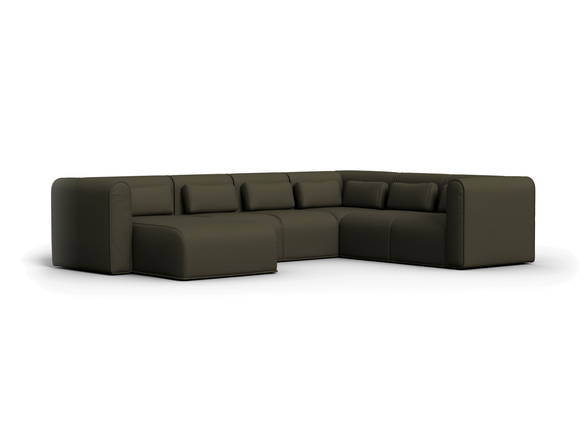 Bangalow Modular Sofa - Corner - 6 Sections with Chaise / Green Wattle / Regular