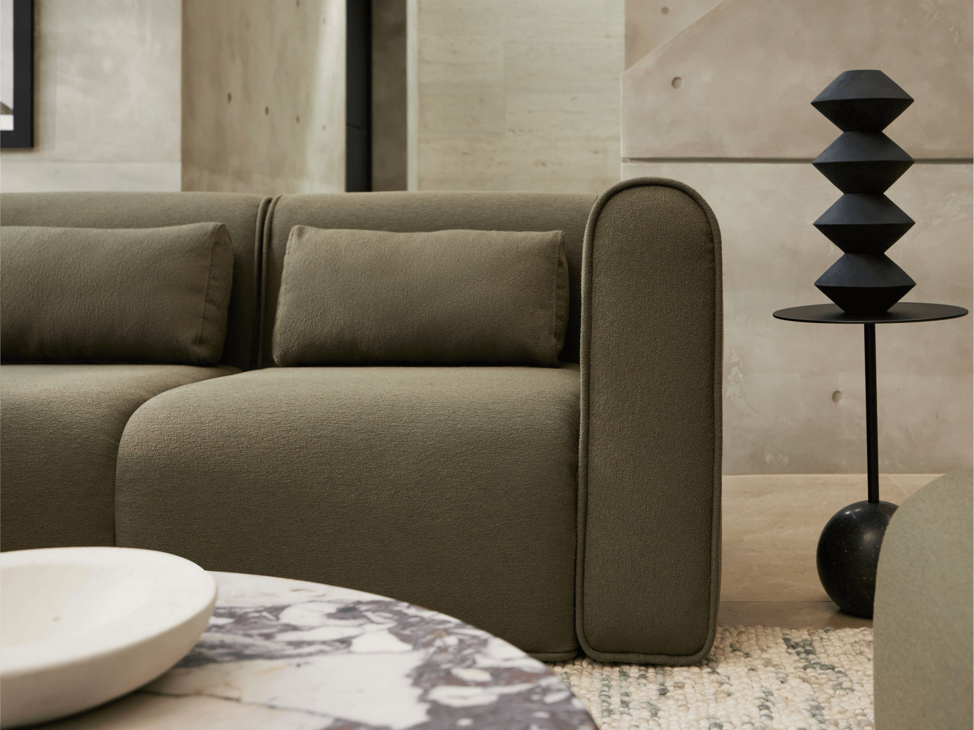 Bangalow Modular Sofa - Corner - 6 Sections with Chaise / Green Wattle / Regular