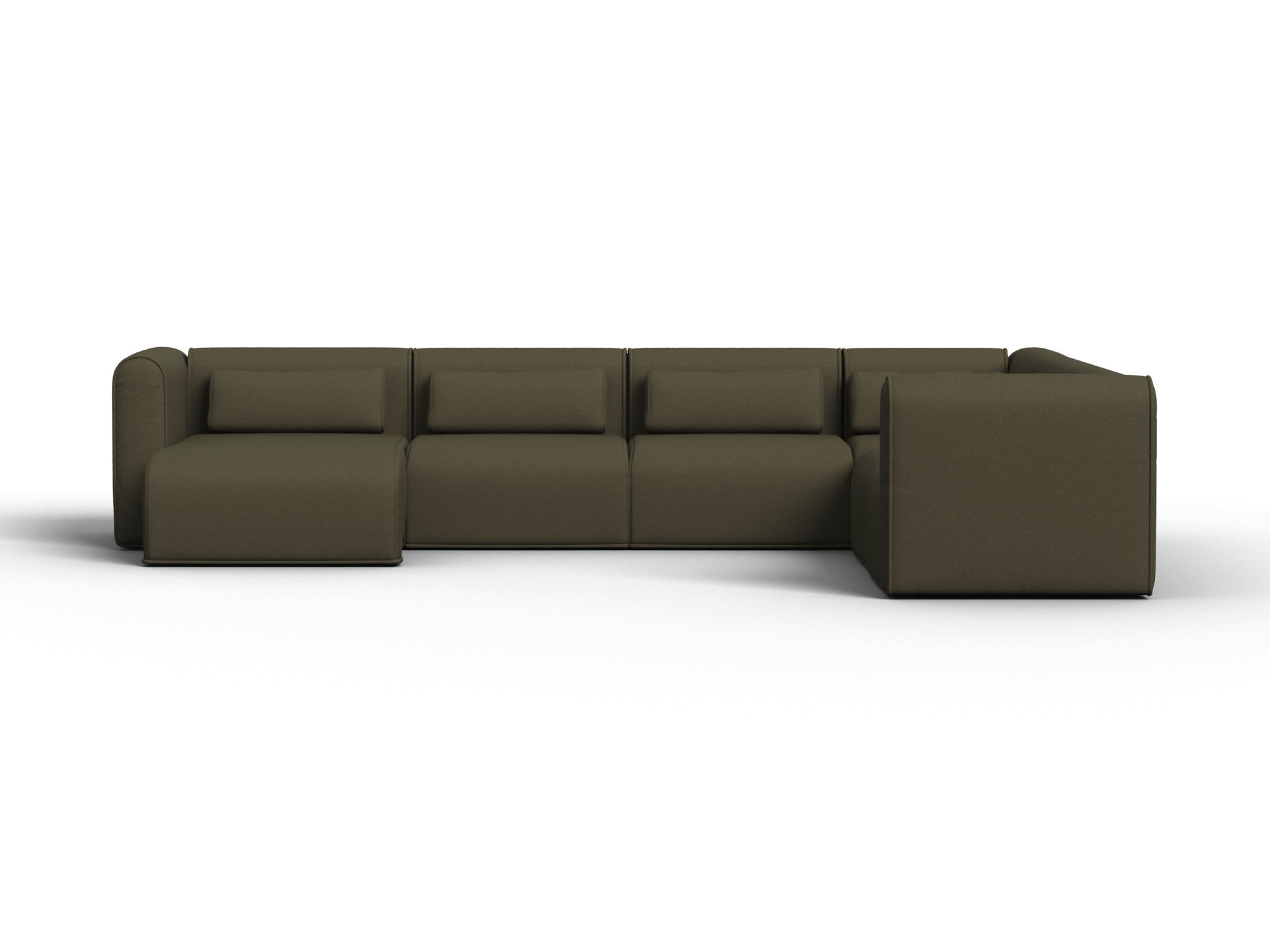Bangalow Modular Sofa - Corner - 6 Sections with Chaise / Green Wattle / Extra Wide