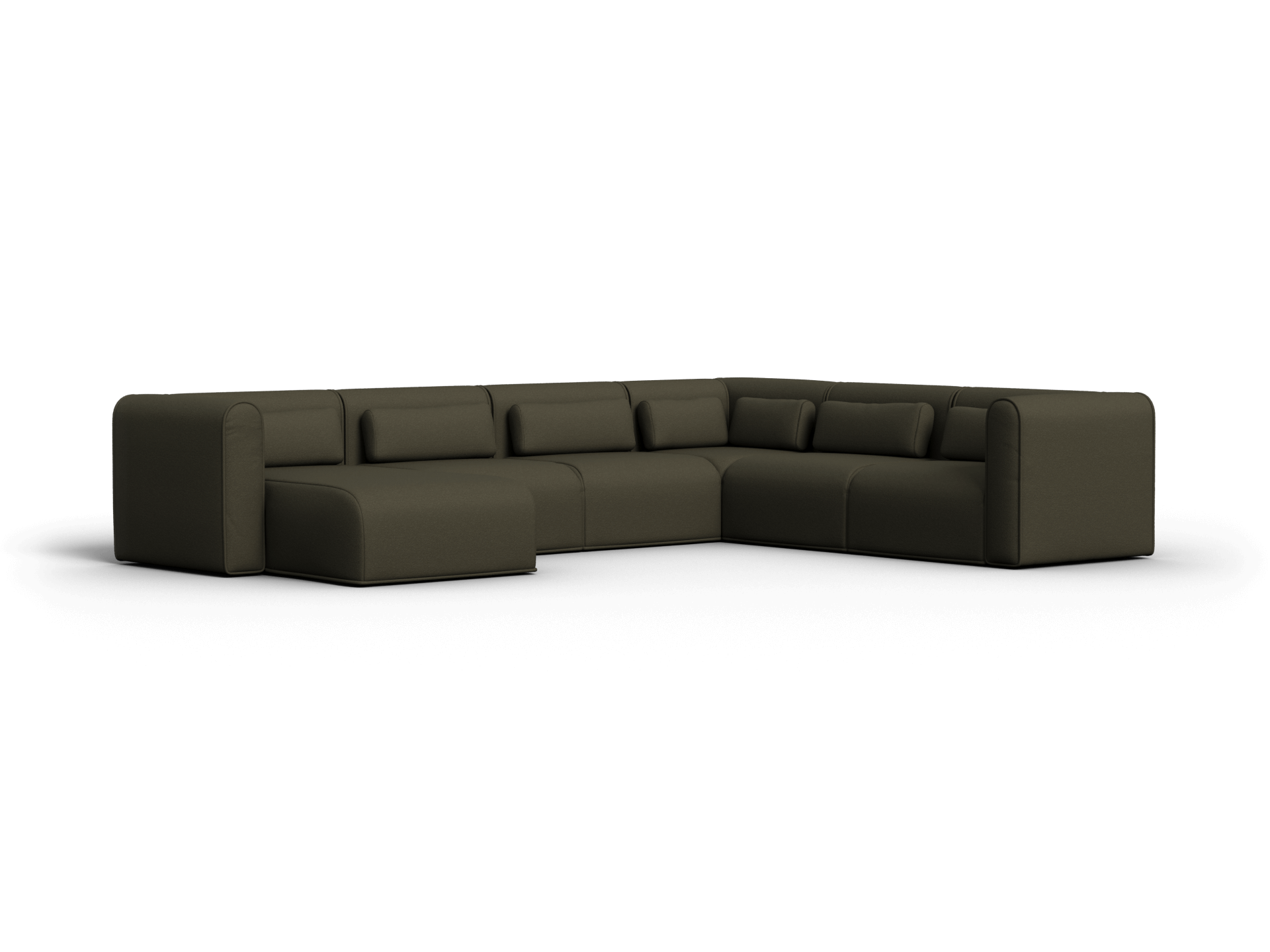 Bangalow Modular Sofa - Corner - 6 Sections with Chaise / Green Wattle / Extra Wide