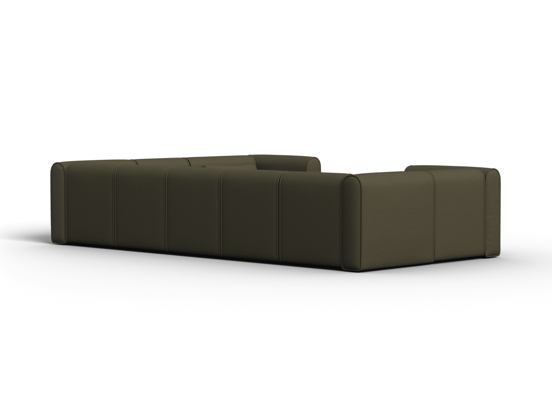 Luxurious olive green sectional sofa featuring plush fabric upholstery and modern minimalist design, perfect for elevating a sophisticated living room setting.