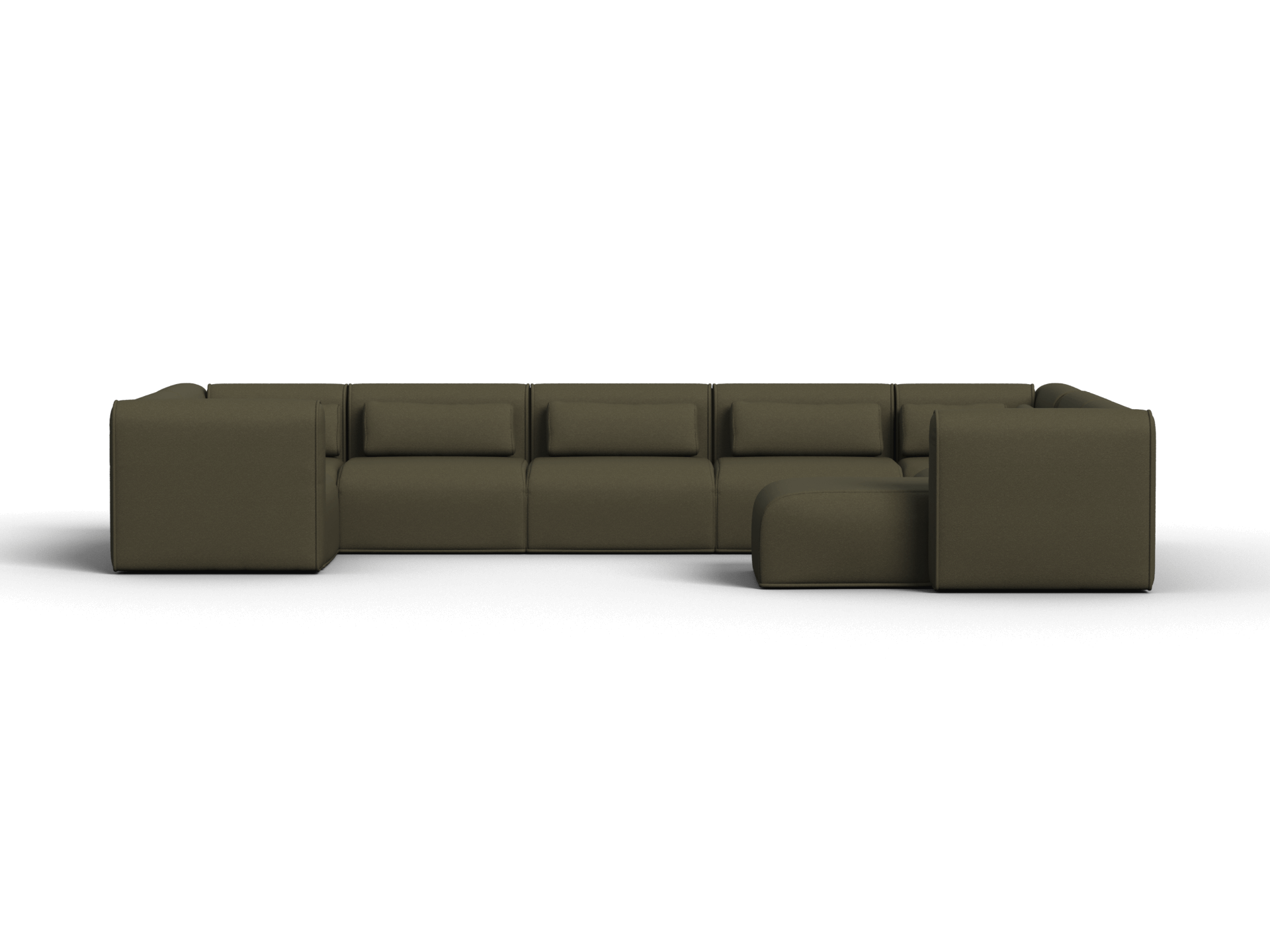 Bangalow Modular Sofa - U Shape - 8 Sections with Chaise / Green Wattle / Extra Wide
