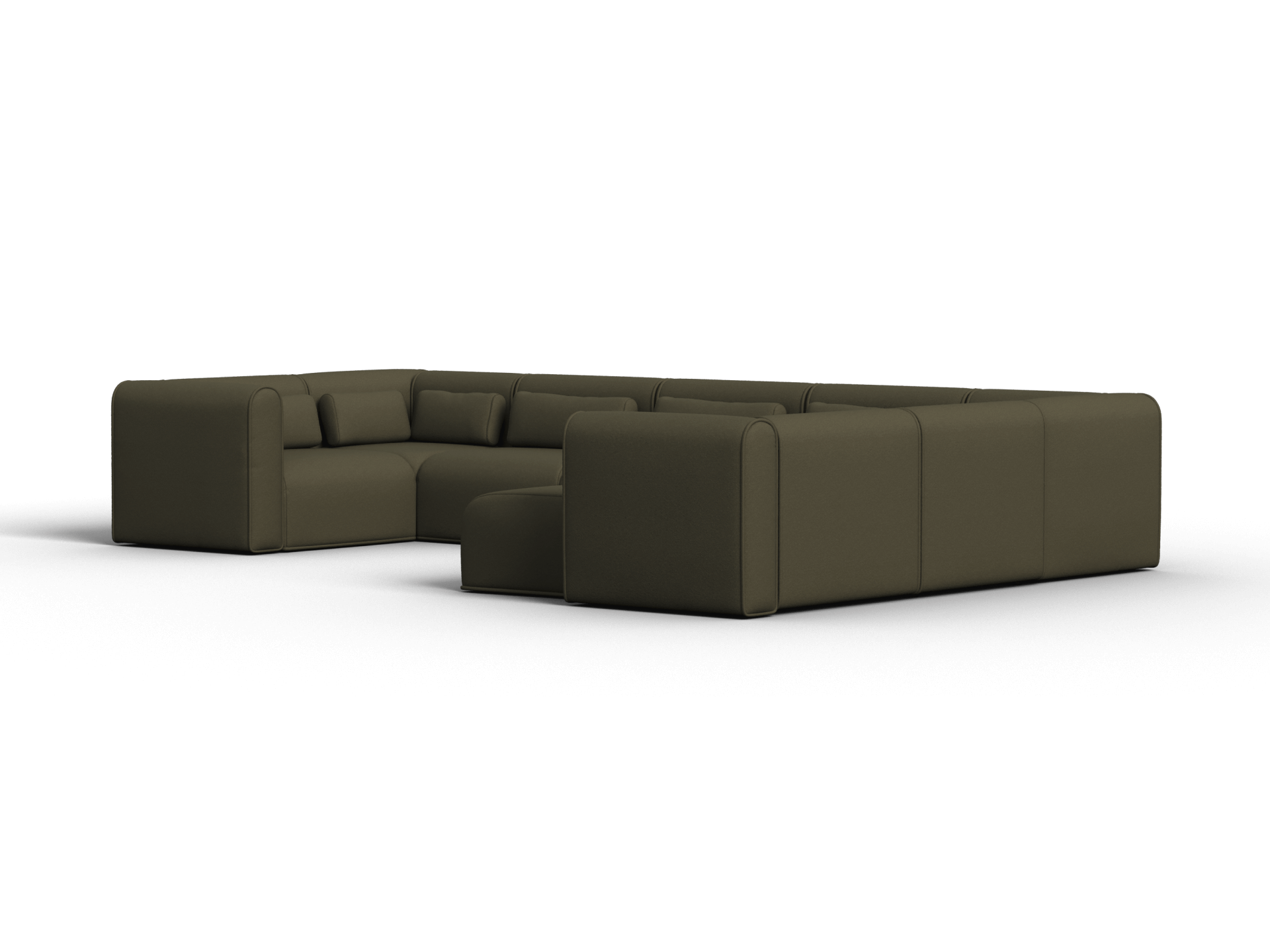 Bangalow Modular Sofa - U Shape - 8 Sections with Chaise / Green Wattle / Extra Wide