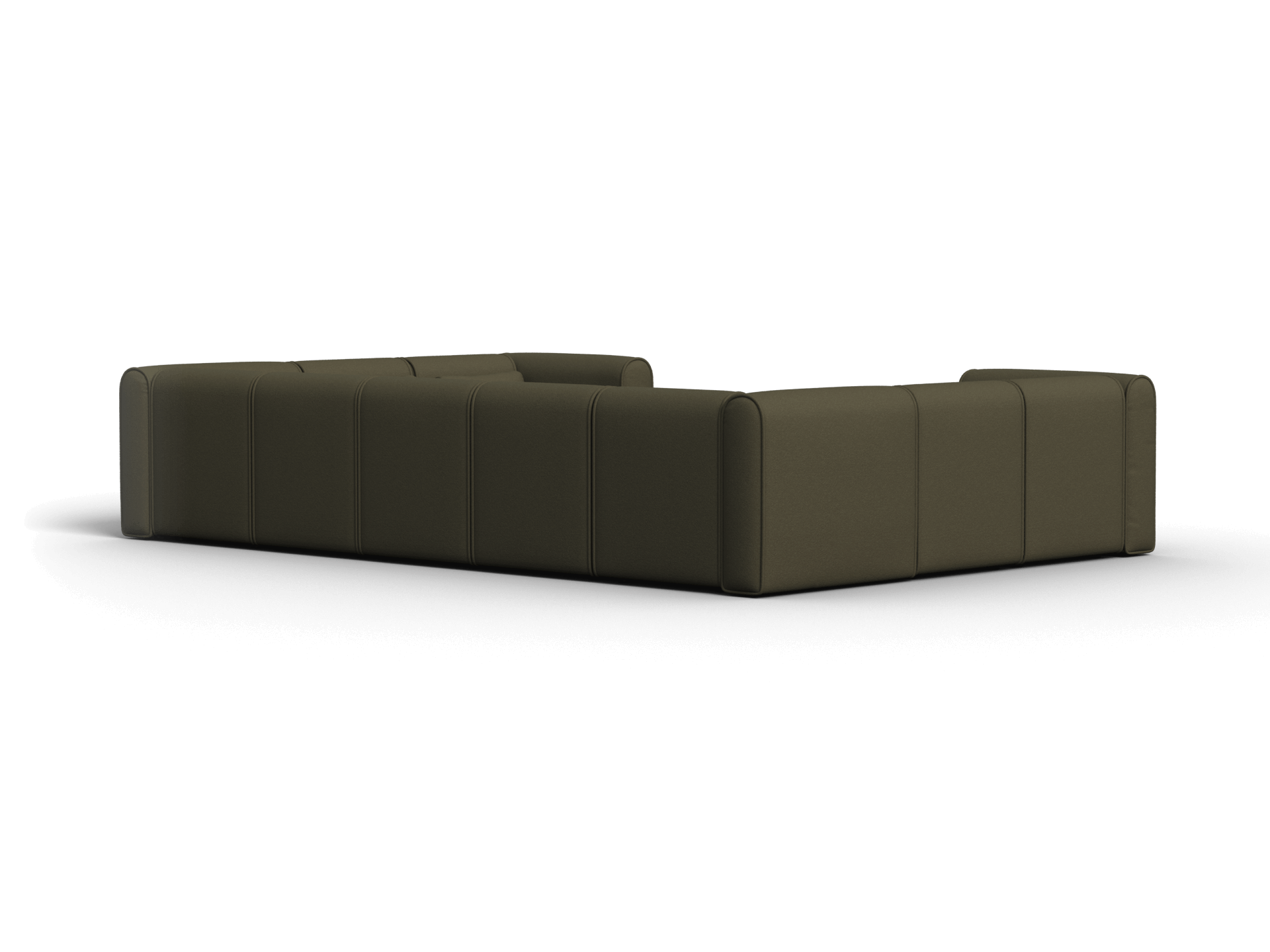 Luxurious olive green modular sectional sofa in premium fabric, featuring plush cushioning and modern lines, perfect for elegant living spaces.