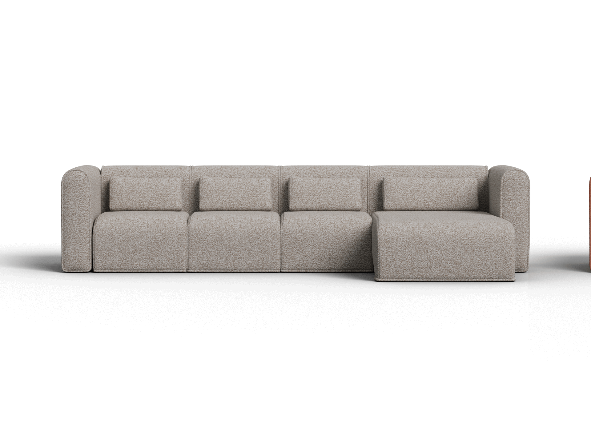Bangalow Modular Sofa - Chaise - 4 Sections / Limestone (Luxe) / Regular