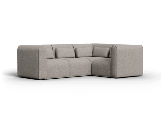 Luxurious grey modular sofa, upholstered in premium textured fabric. Features plush cushions and streamlined design, ideal for modern living spaces.