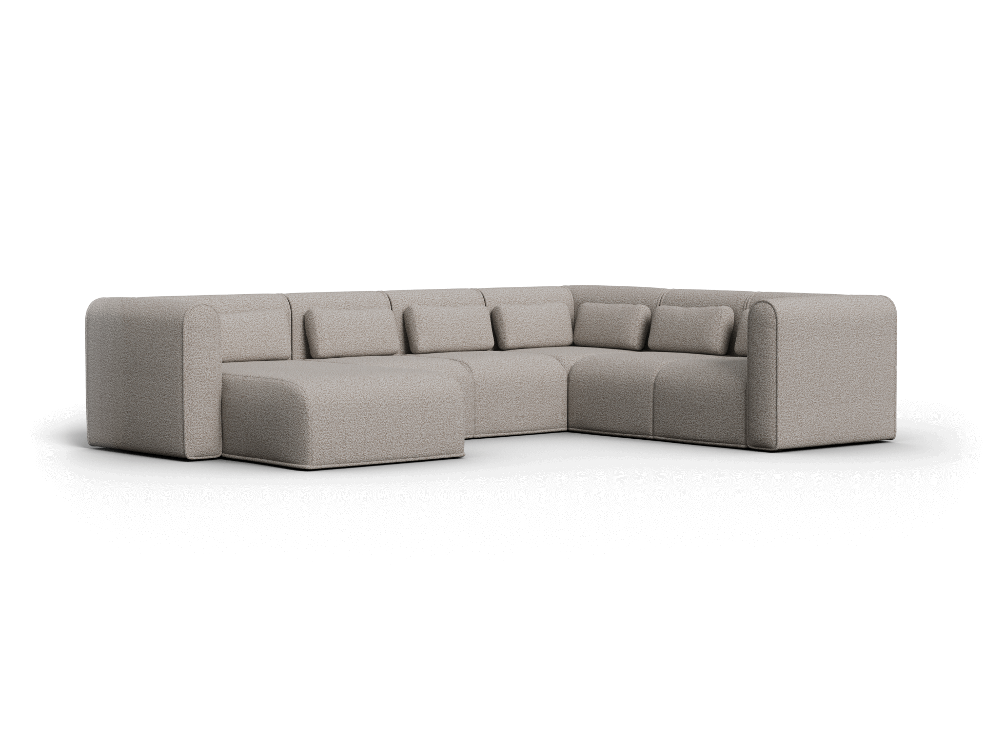 Bangalow Modular Sofa - Corner - 6 Sections with Chaise / Limestone (Luxe) / Regular