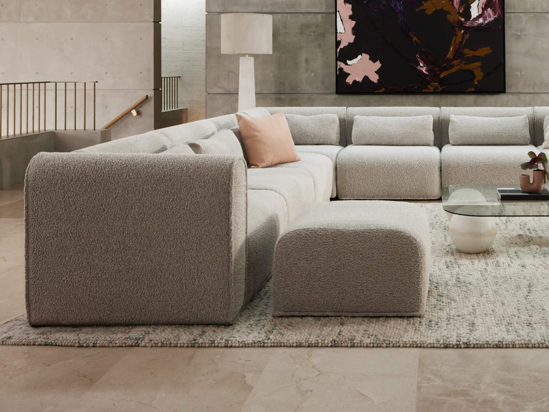 Bangalow Modular Sofa - Corner - 6 Sections / Limestone (Luxe) / Regular