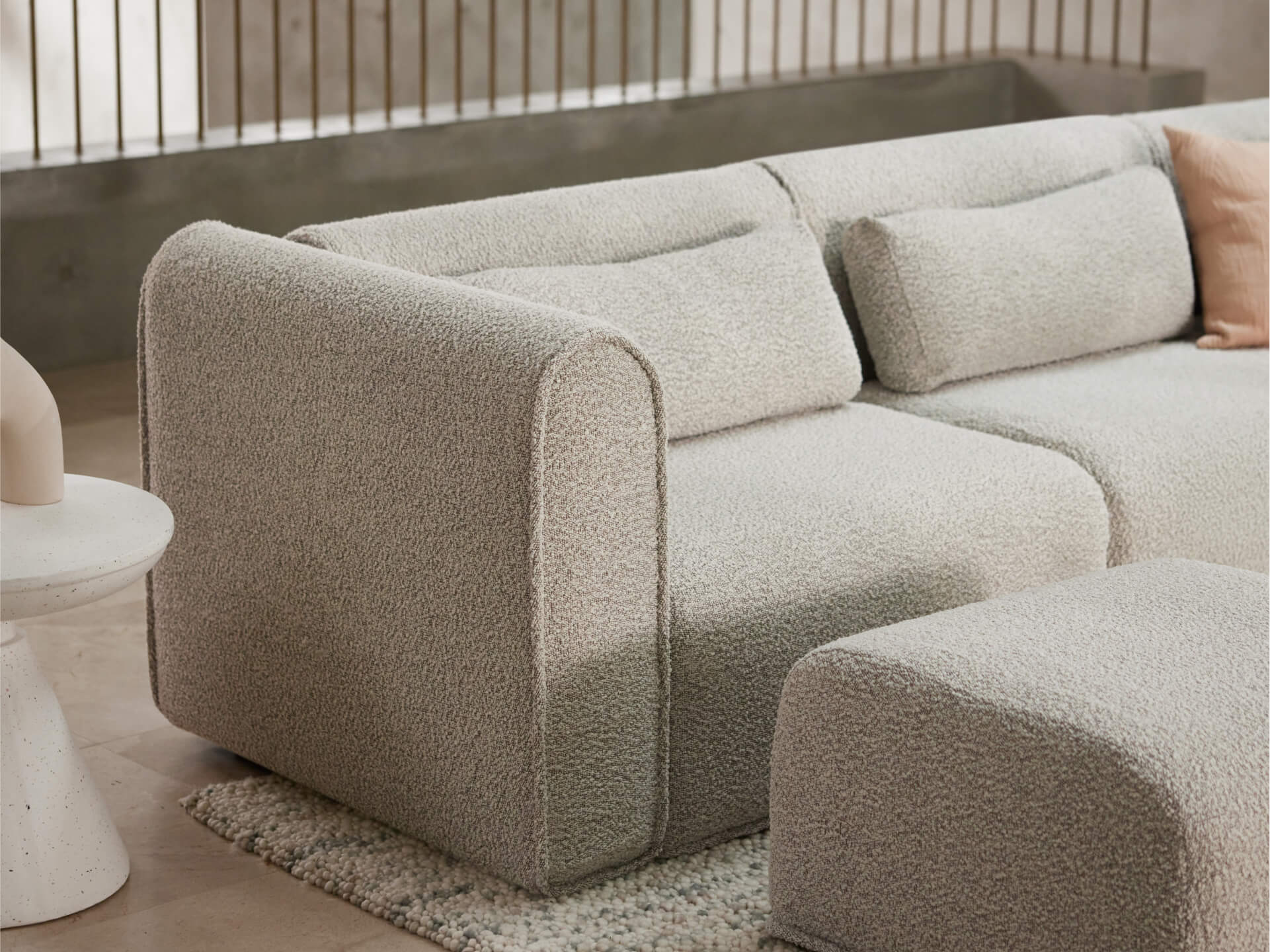Bangalow Modular Sofa - Corner - 7 Sections with Chaise / Limestone (Luxe) / Extra Wide