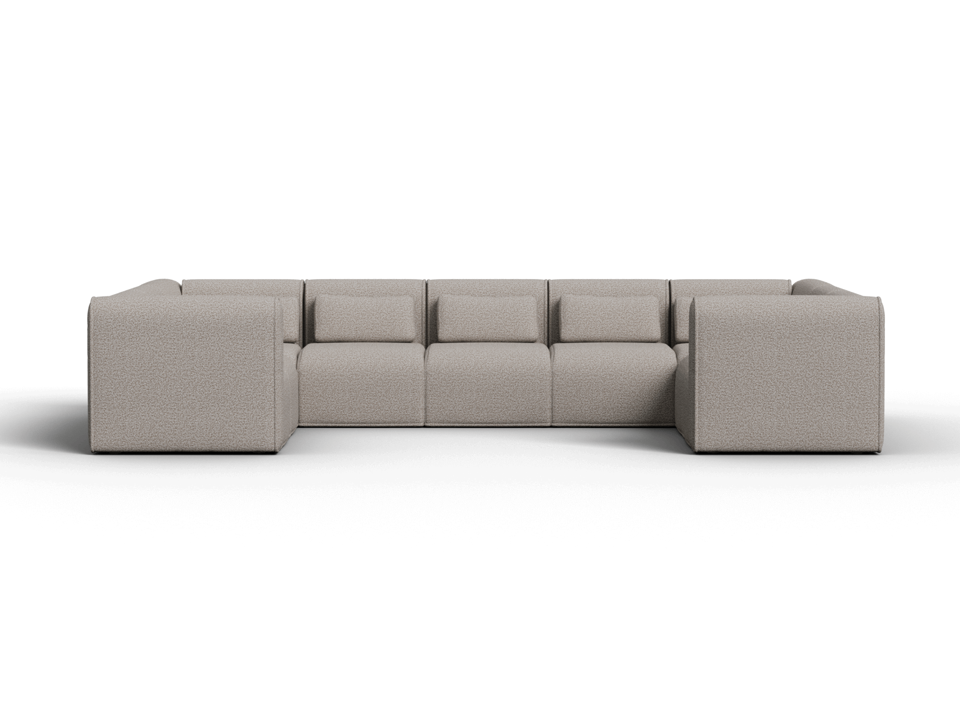 Luxurious beige sectional sofa crafted from premium textured fabric, featuring a contemporary L-shaped design with deep seats. Ideal for modern living rooms.