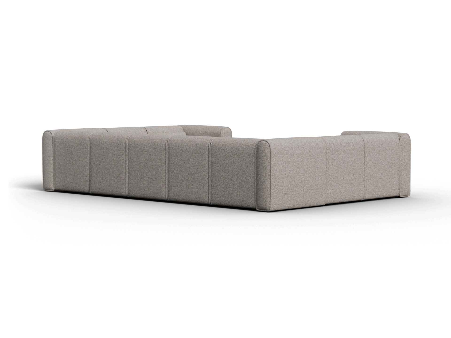 Contemporary U-shaped sofa in premium beige fabric, featuring plush modular sections with subtle seam detailing; perfect for elegant living spaces.