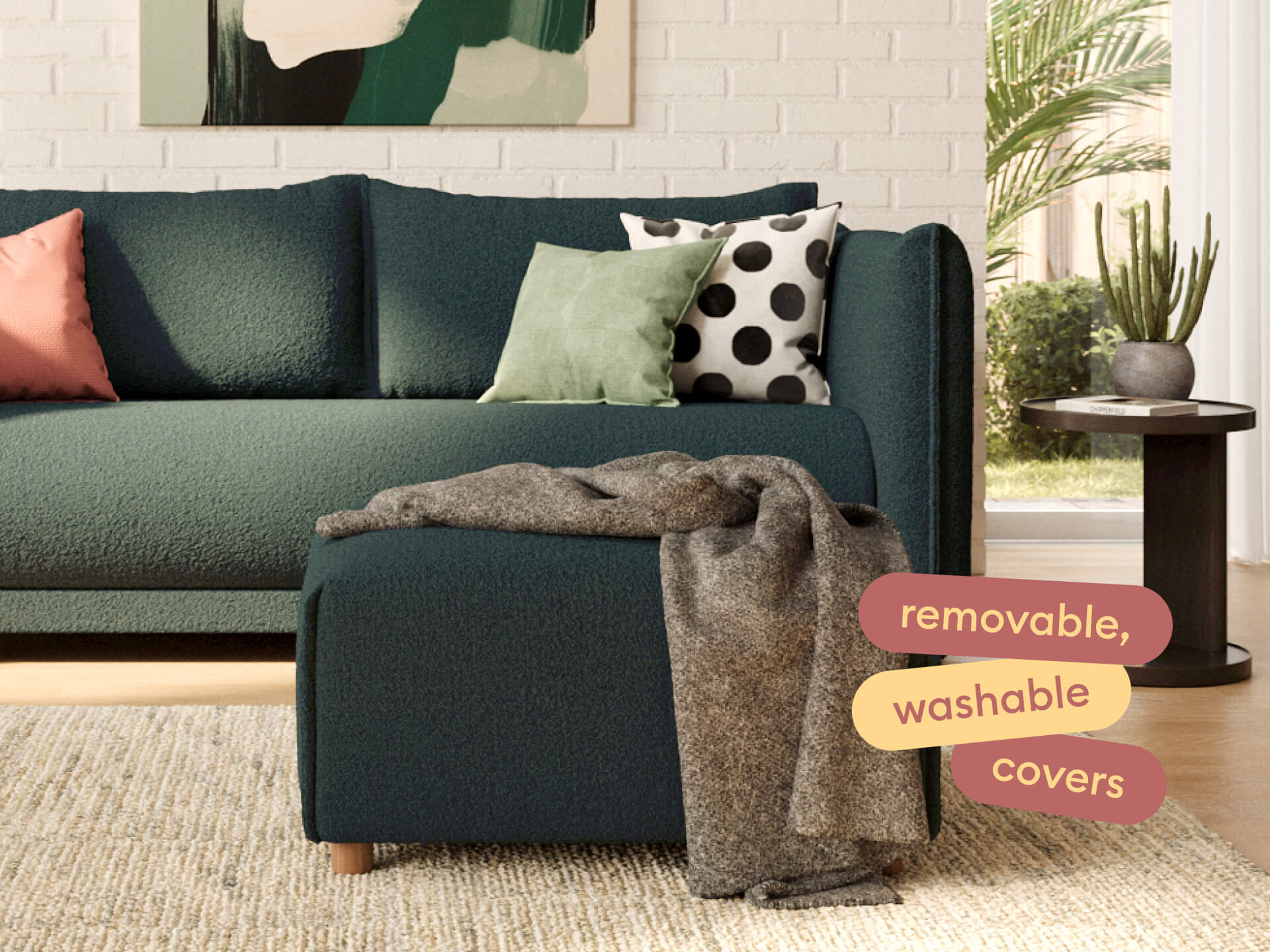 Byron Sofa Bed Ottoman [3rd Gen] - Aussie Moss (Luxe)