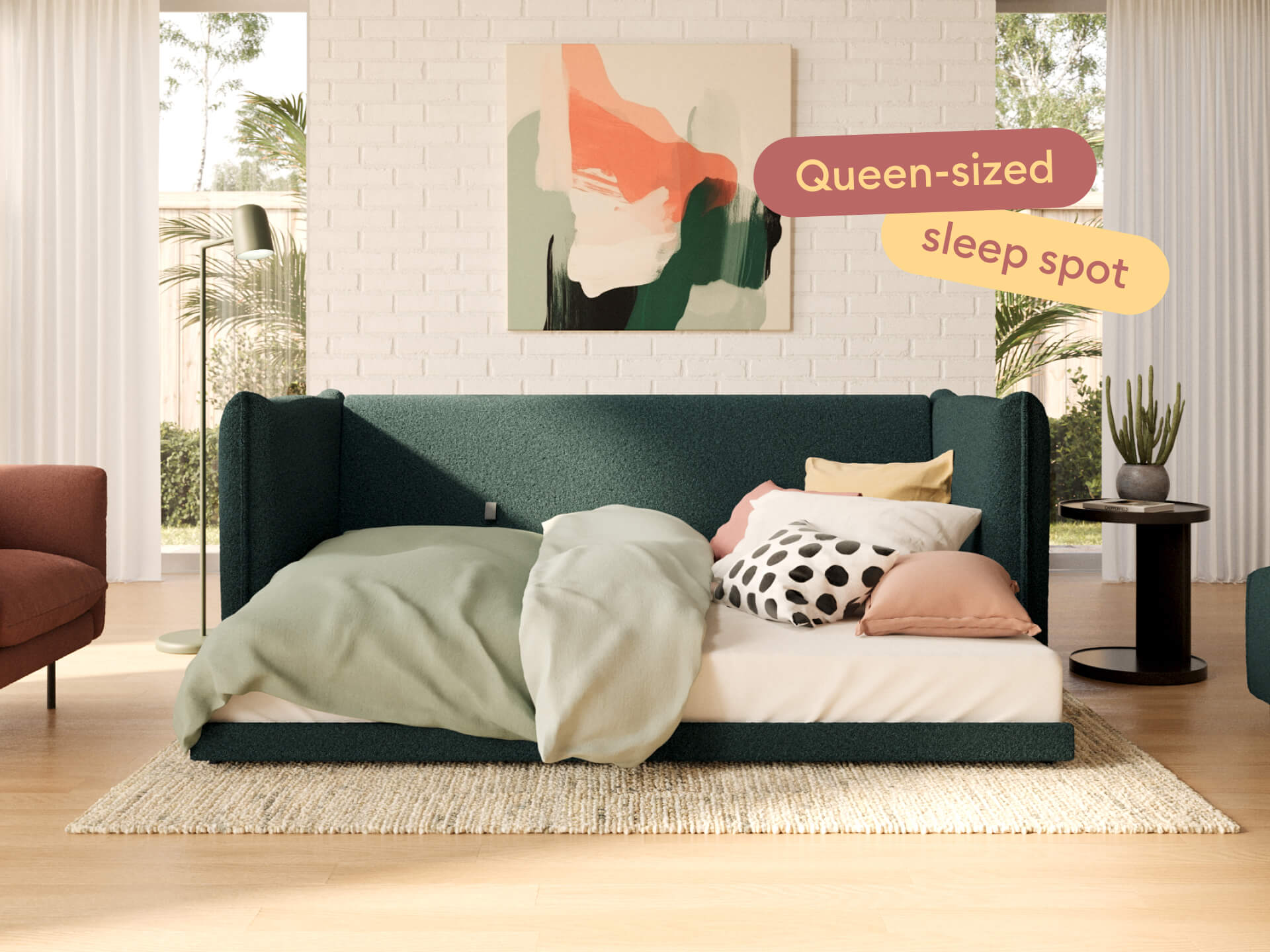 Byron Sofa Bed [3rd Gen] - 92" Queen / Aussie Moss (Luxe)