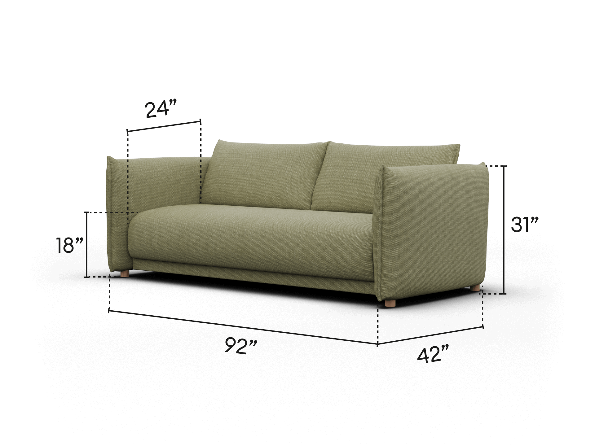 Byron Sofa Bed [3rd Gen] - 92" Queen / Cool Cactus