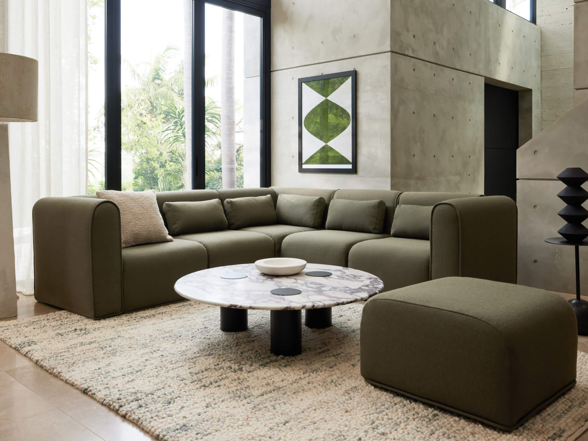 Bangalow Modular Sofa - Corner / 5-Seater / Green Wattle