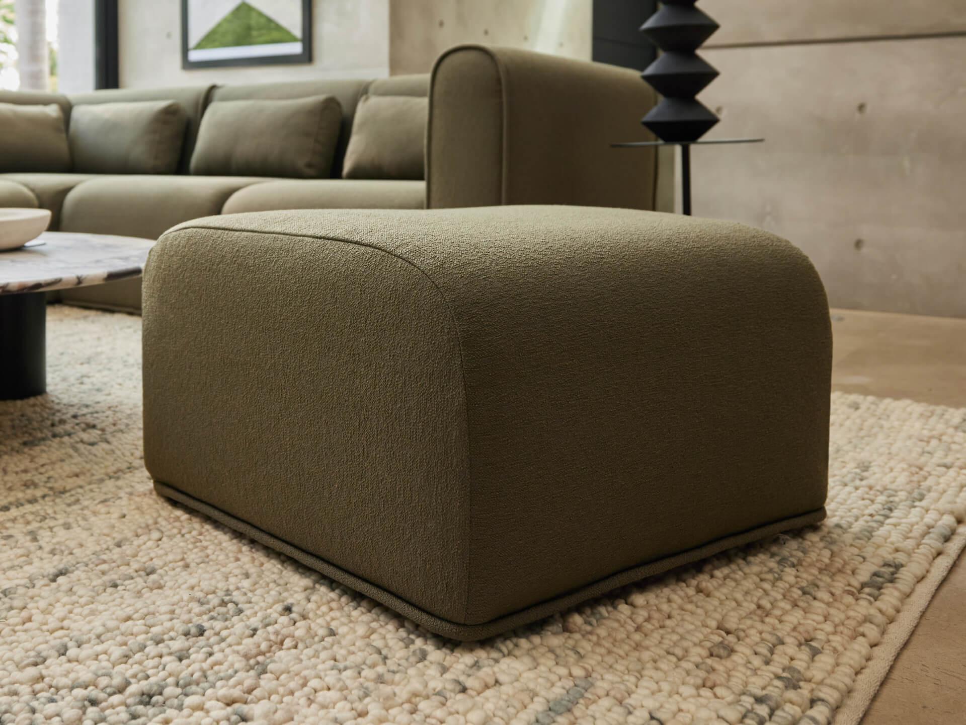 Bangalow Modular Sofa Ottoman - Small / Green Wattle