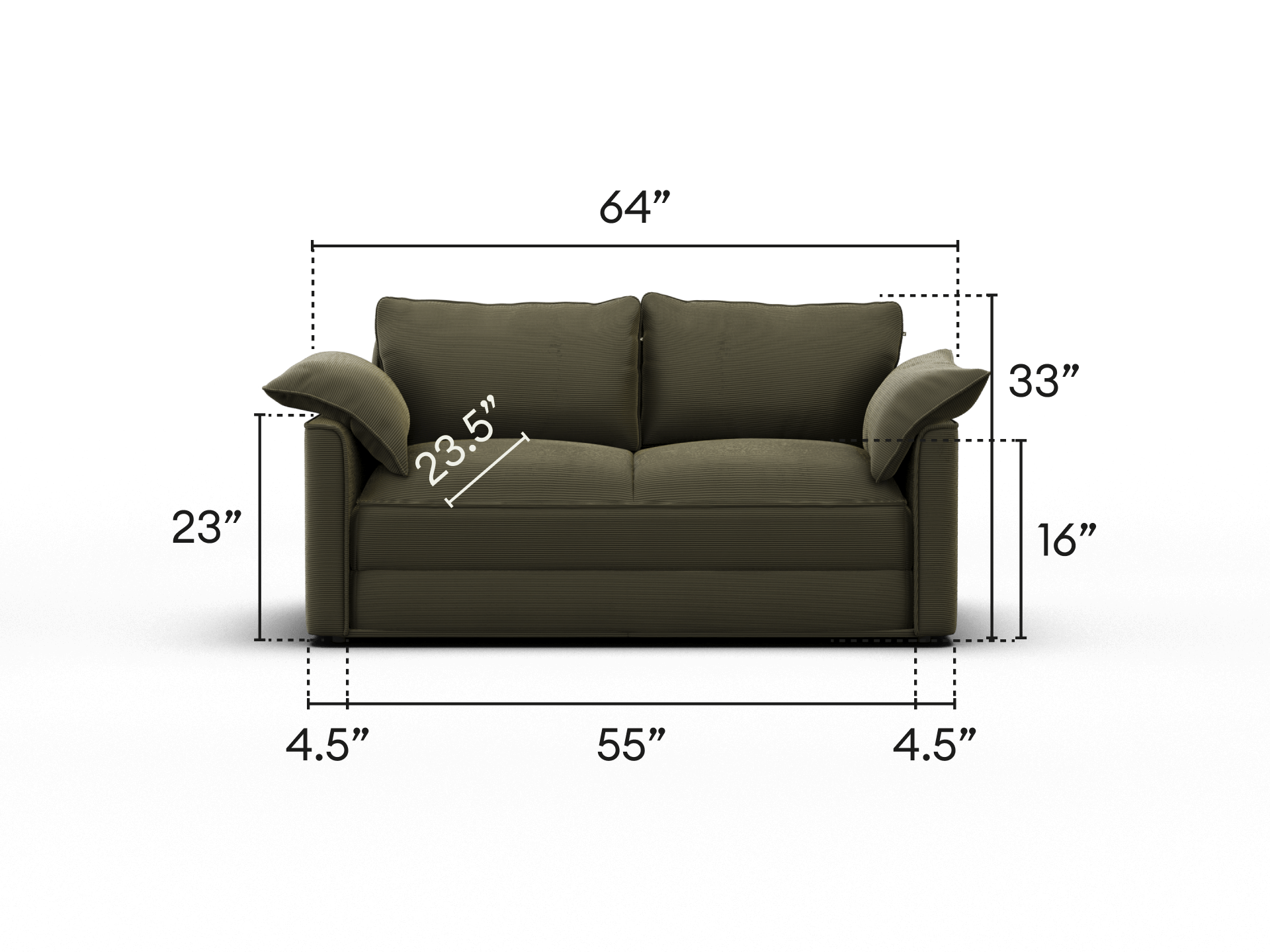 Koala Sofa Bed [4th Gen] - 64" Full / Coastal Moss Corduroy