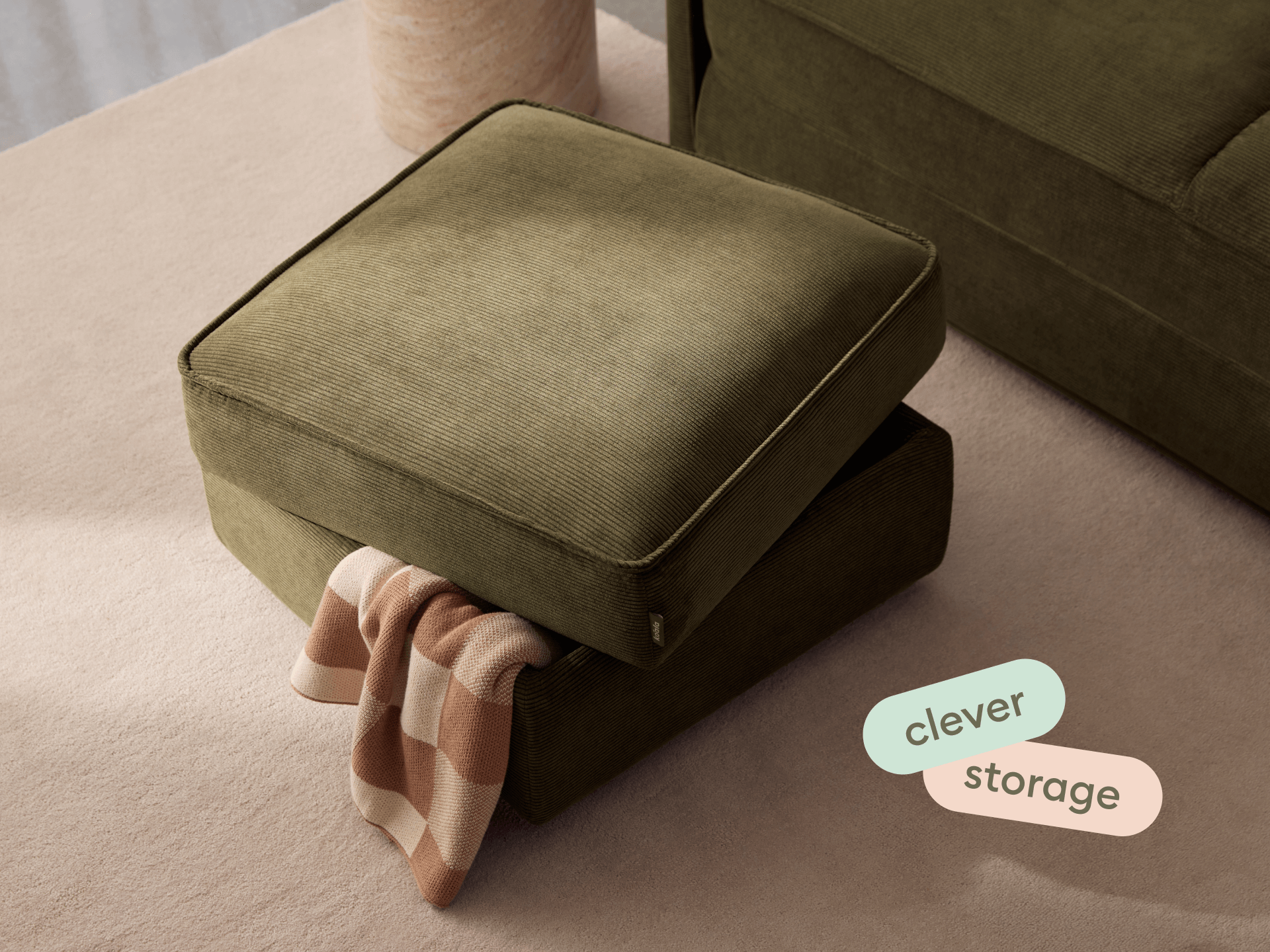 Koala Sofa Bed Ottoman [4th Gen] - Coastal Moss Corduroy