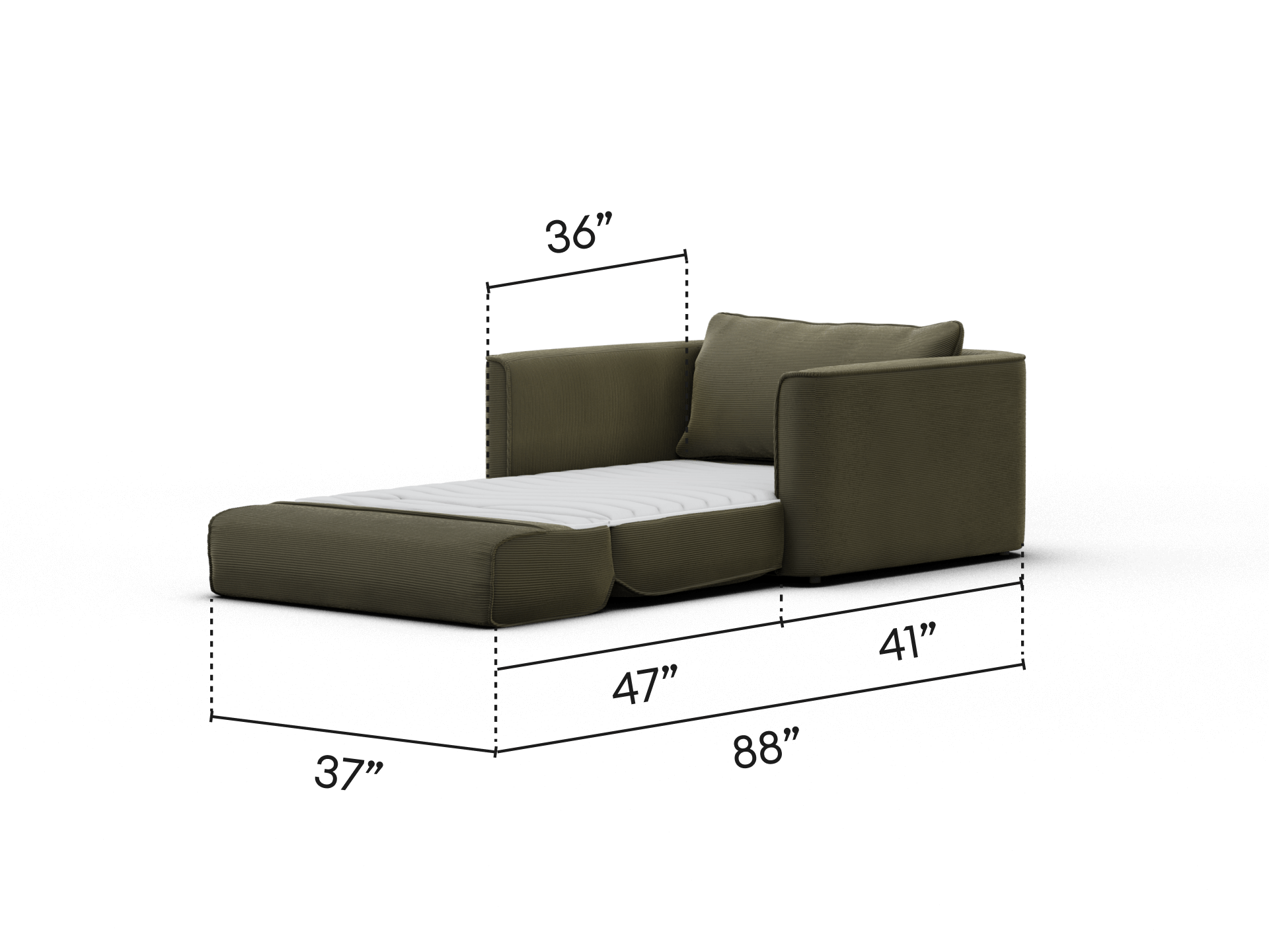 Koala Sofa Bed [4th Gen] - 46" Twin XL / Coastal Moss Corduroy