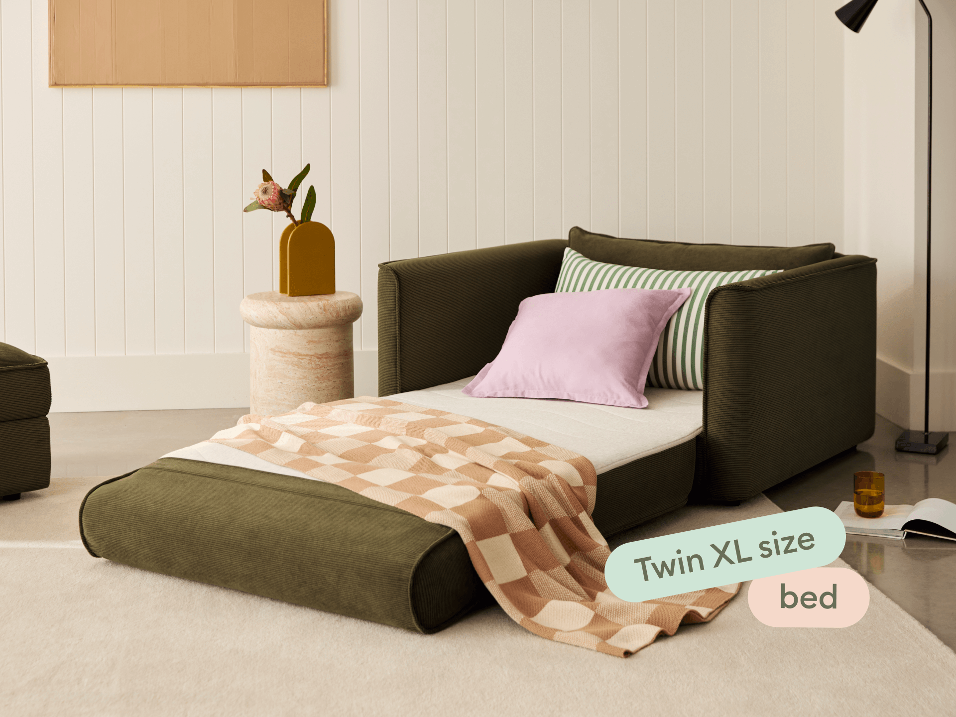 Koala Sofa Bed [4th Gen] - 46" Twin XL / Coastal Moss Corduroy