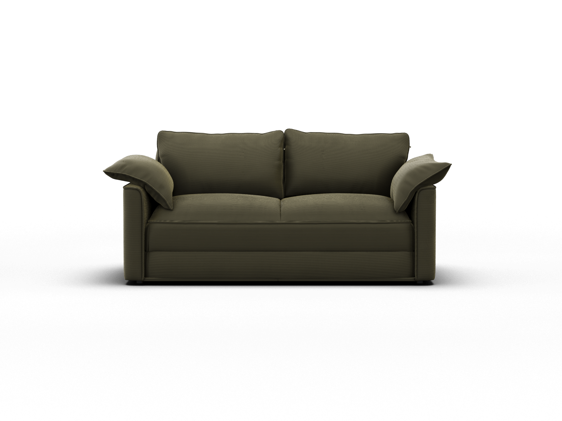 Luxurious olive green sofa in premium fabric, featuring deep cushions and plush armrests. Perfectly suited for an upscale living space.