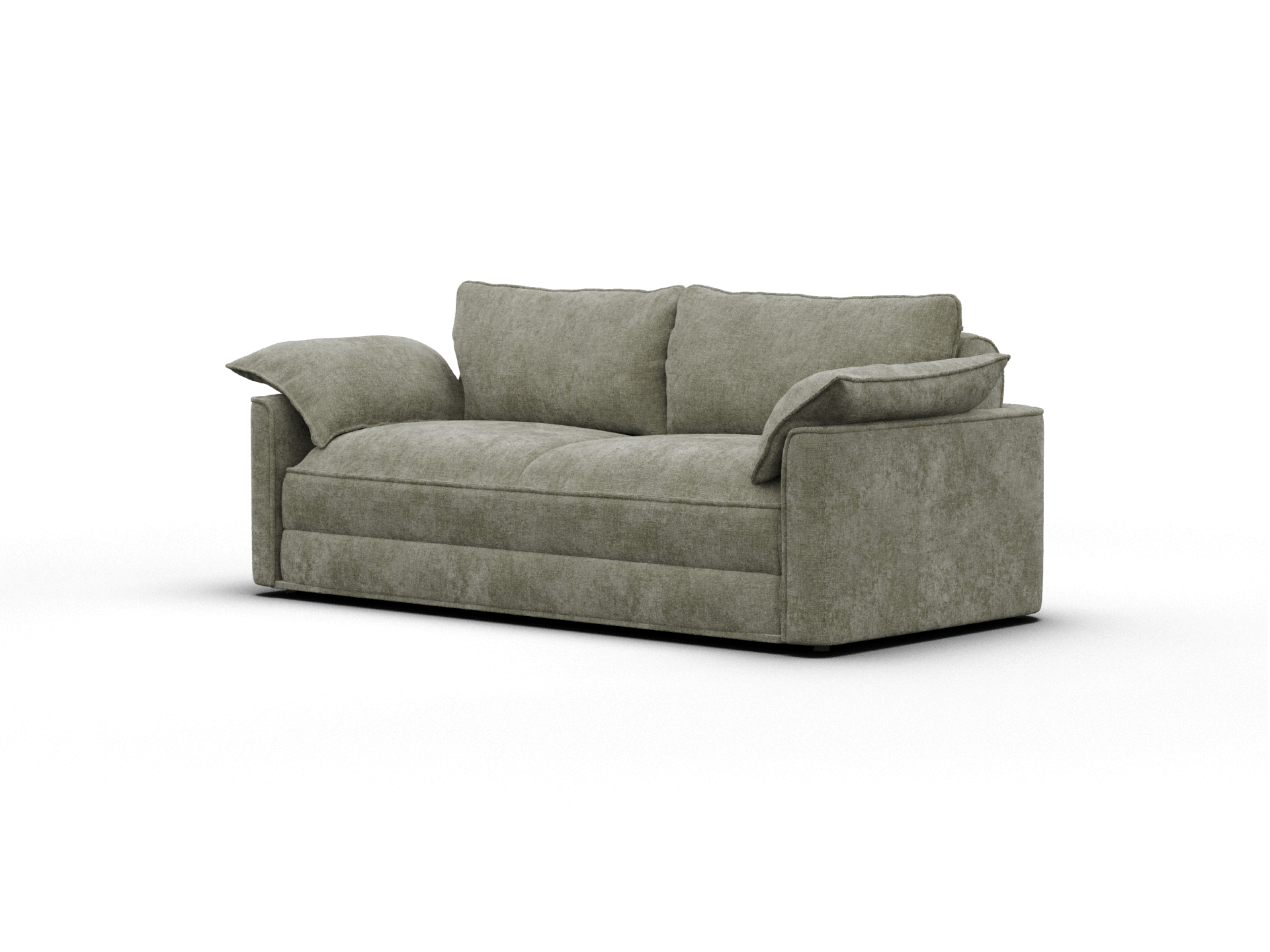 Koala Cushy Sofa Bed in sage green studio three-quarter view in sofa mode