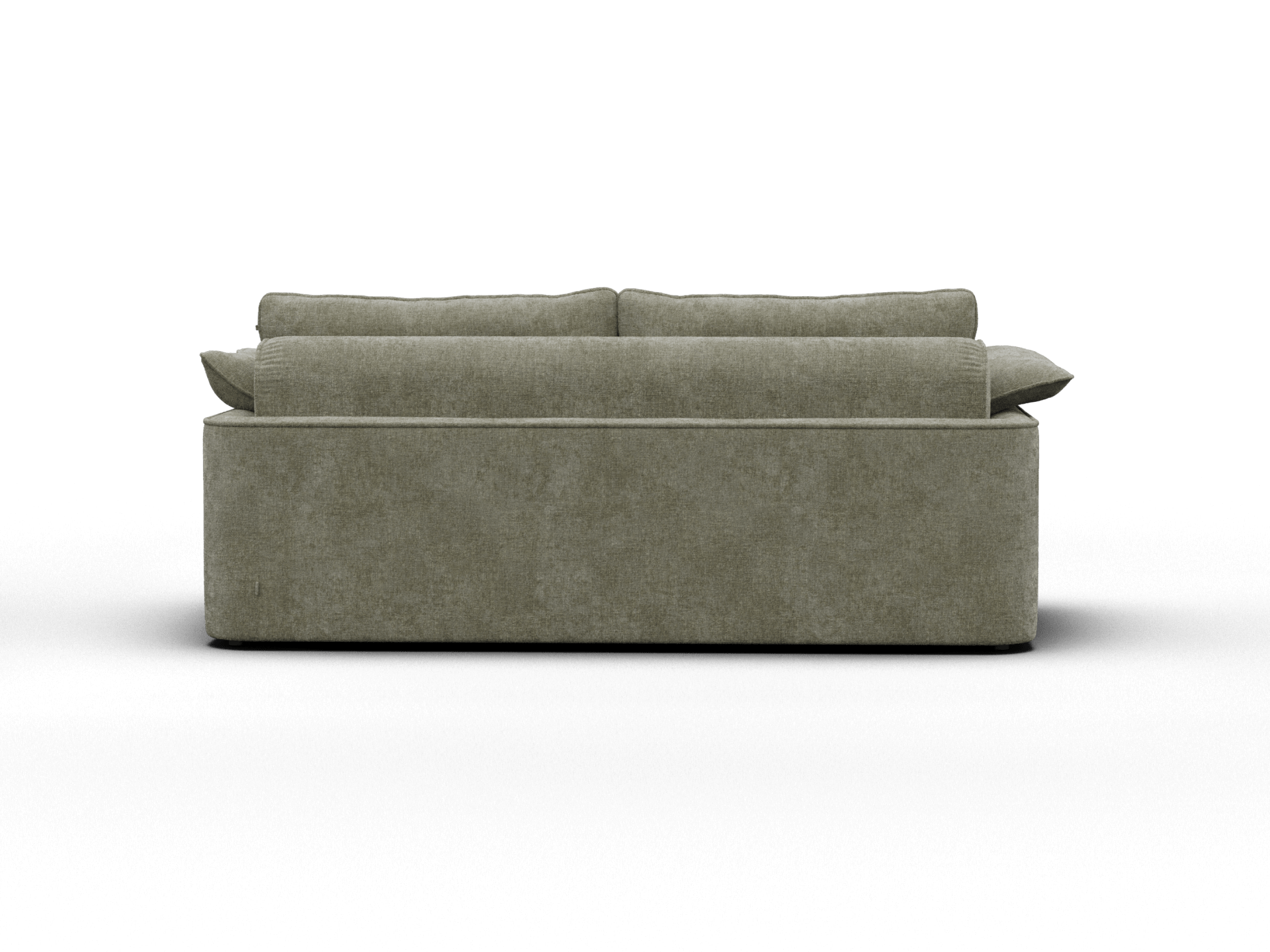 Koala Cushy Sofa Bed in sage green studio rear three-quarter view
