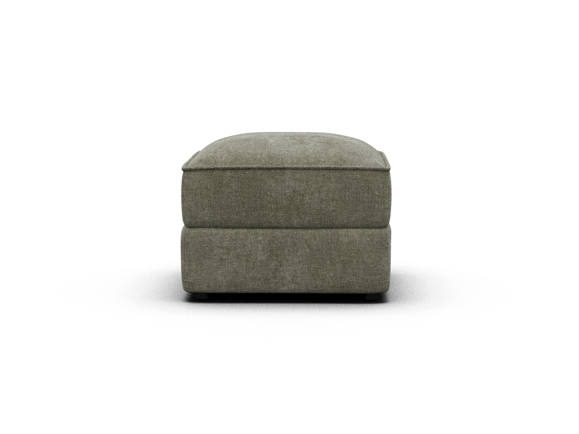Luxurious grey fabric ottoman with plush cushioning and clean lines, set in a contemporary living space, exudes elegance and modern sophistication.