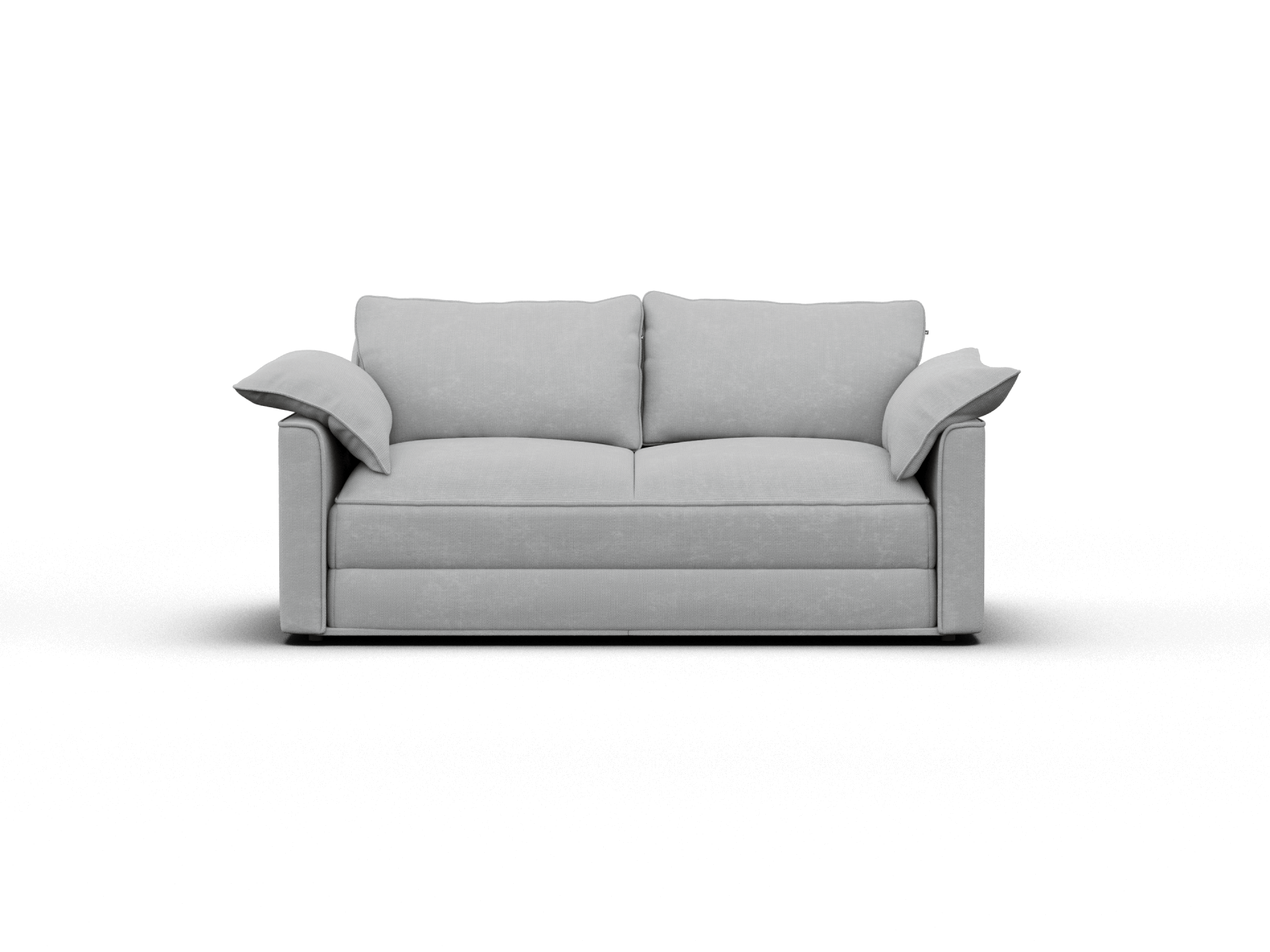 Luxurious grey fabric sofa featuring plush cushions, wide armrests, and a sleek silhouette. Upholstered with premium materials for a modern living room.