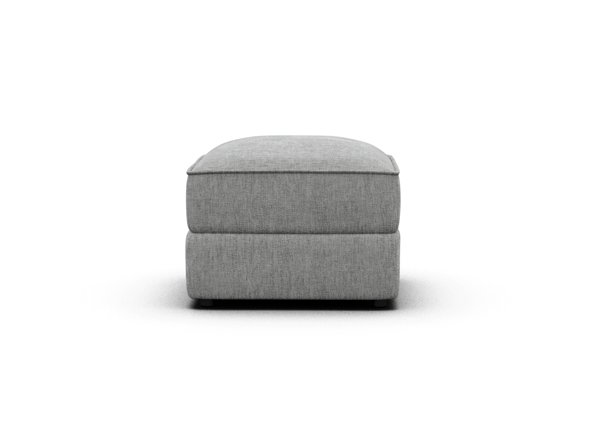 Luxurious grey fabric ottoman featuring sleek lines and plush cushioning, perfect for modern living spaces seeking elegant functionality.