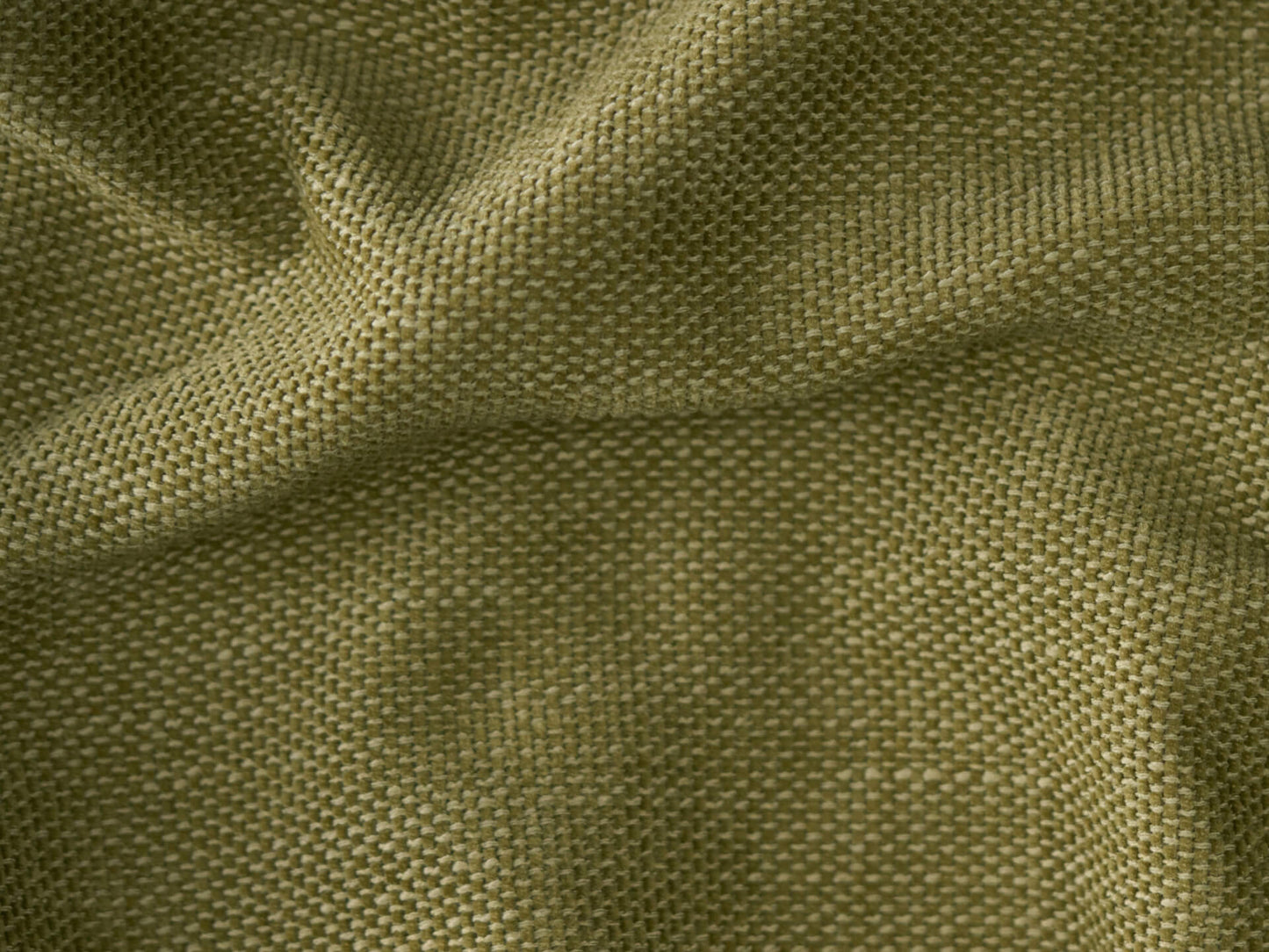 Olive green woven fabric texture with a subtle sheen. Luxurious and durable, perfect for upholstery in contemporary, high-end interior settings.