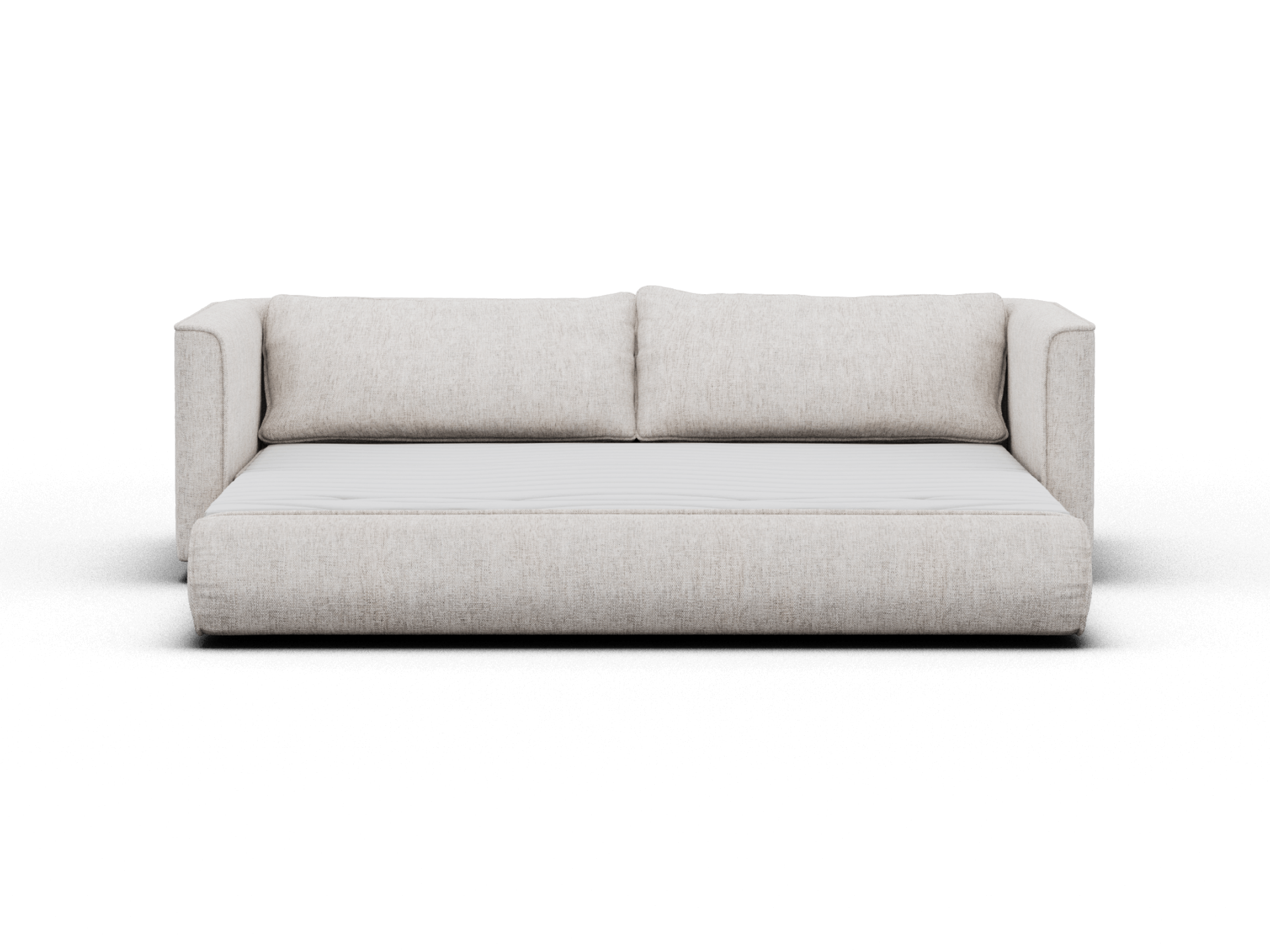 Koala Cushy Sofa Bed in sandstone studio front view in sofa mode with cushions