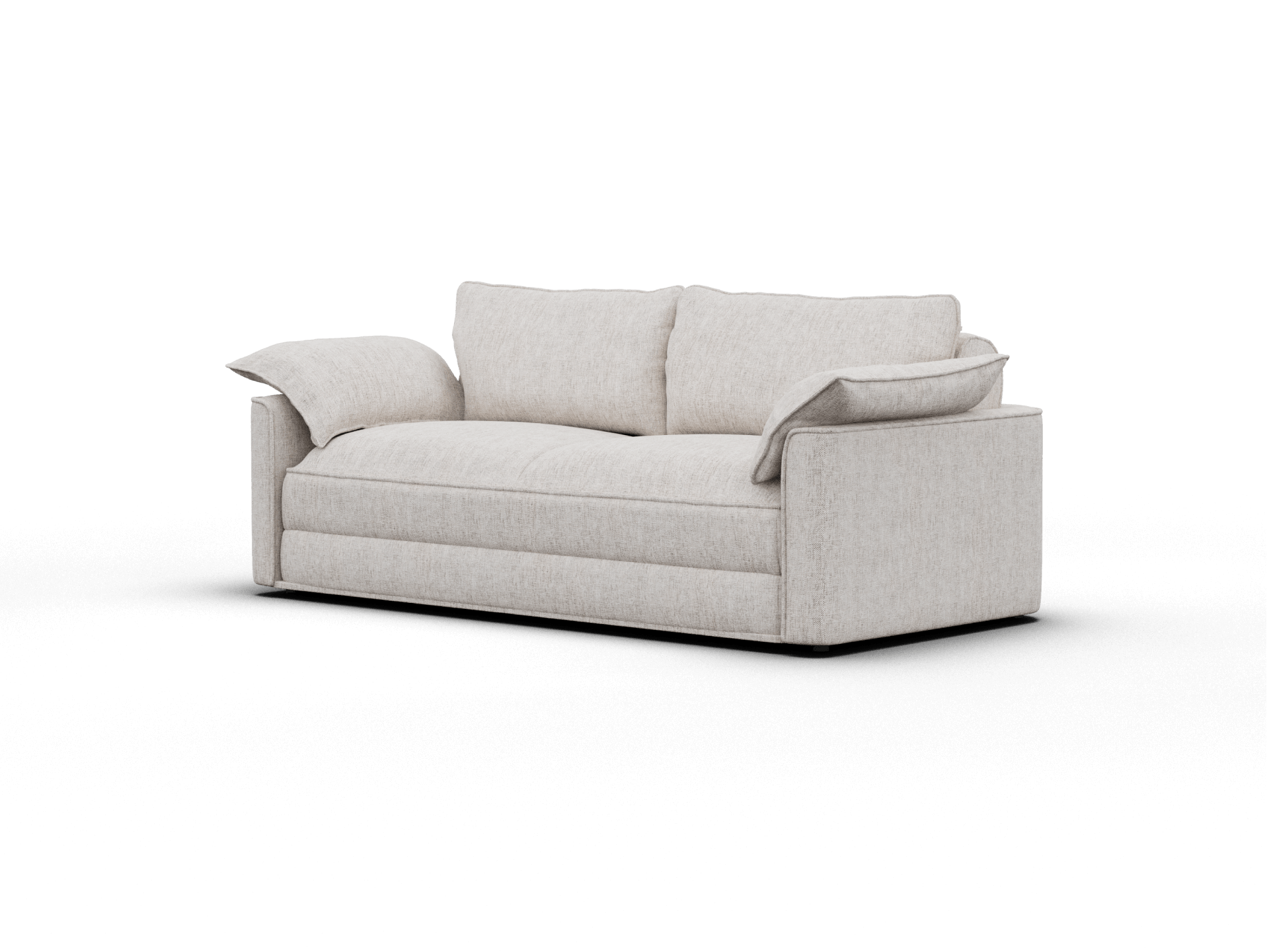 Koala Cushy Sofa Bed in sandstone studio three-quarter view in sofa mode