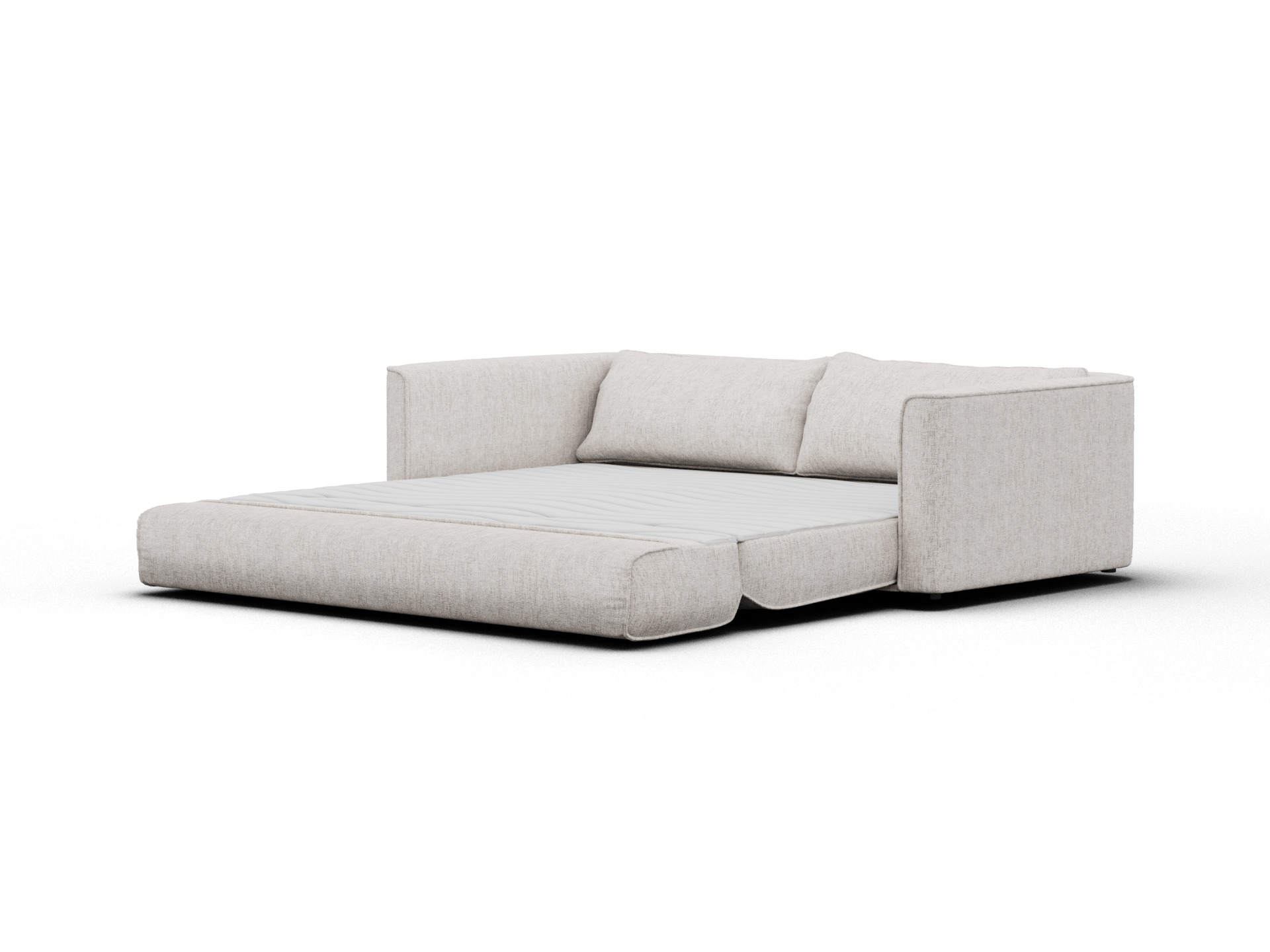 Koala Cushy Sofa Bed in sandstone studio view unfolded flat in bed mode