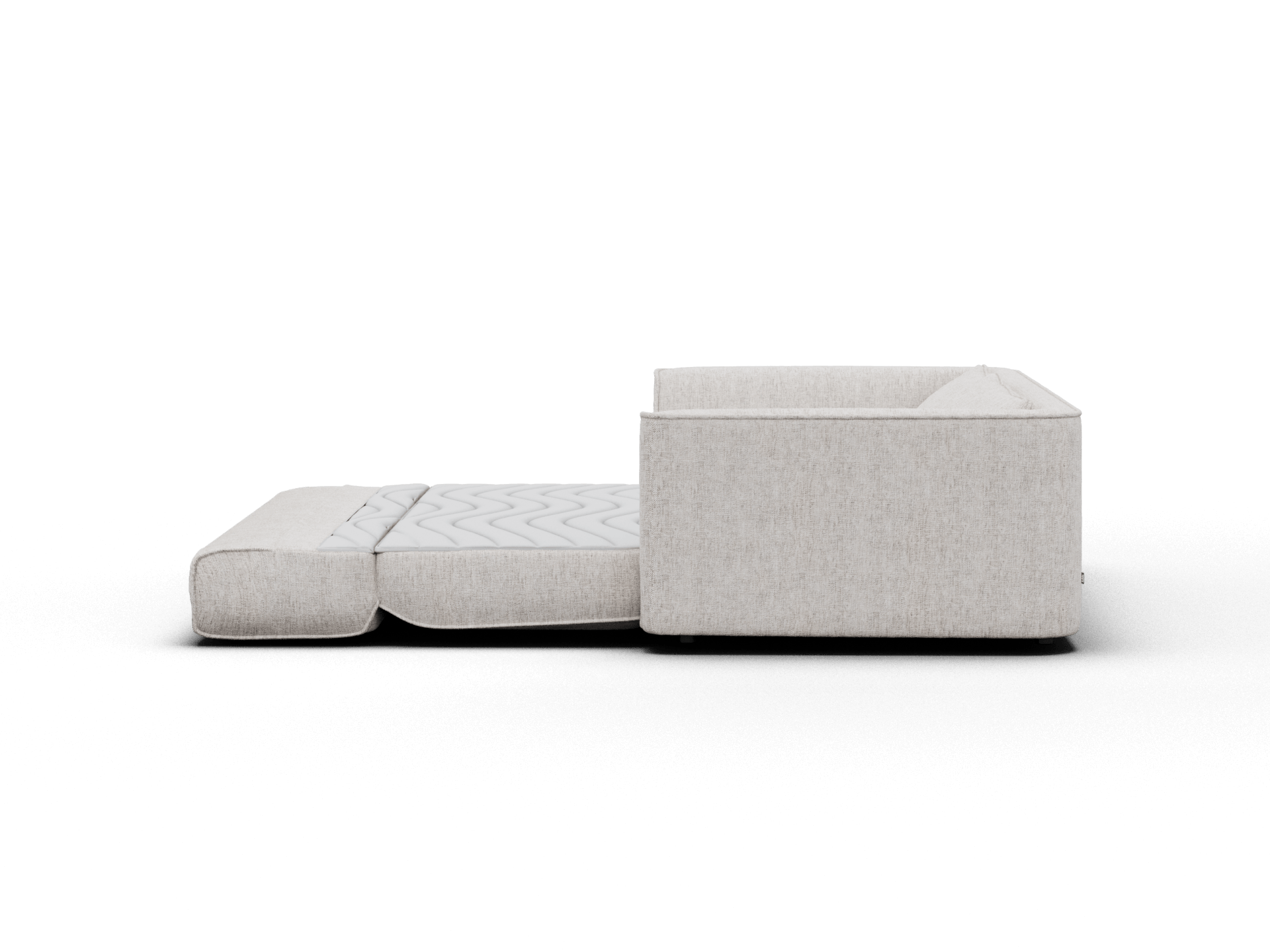 Koala Cushy Sofa Bed in sandstone studio view with matching ottoman
