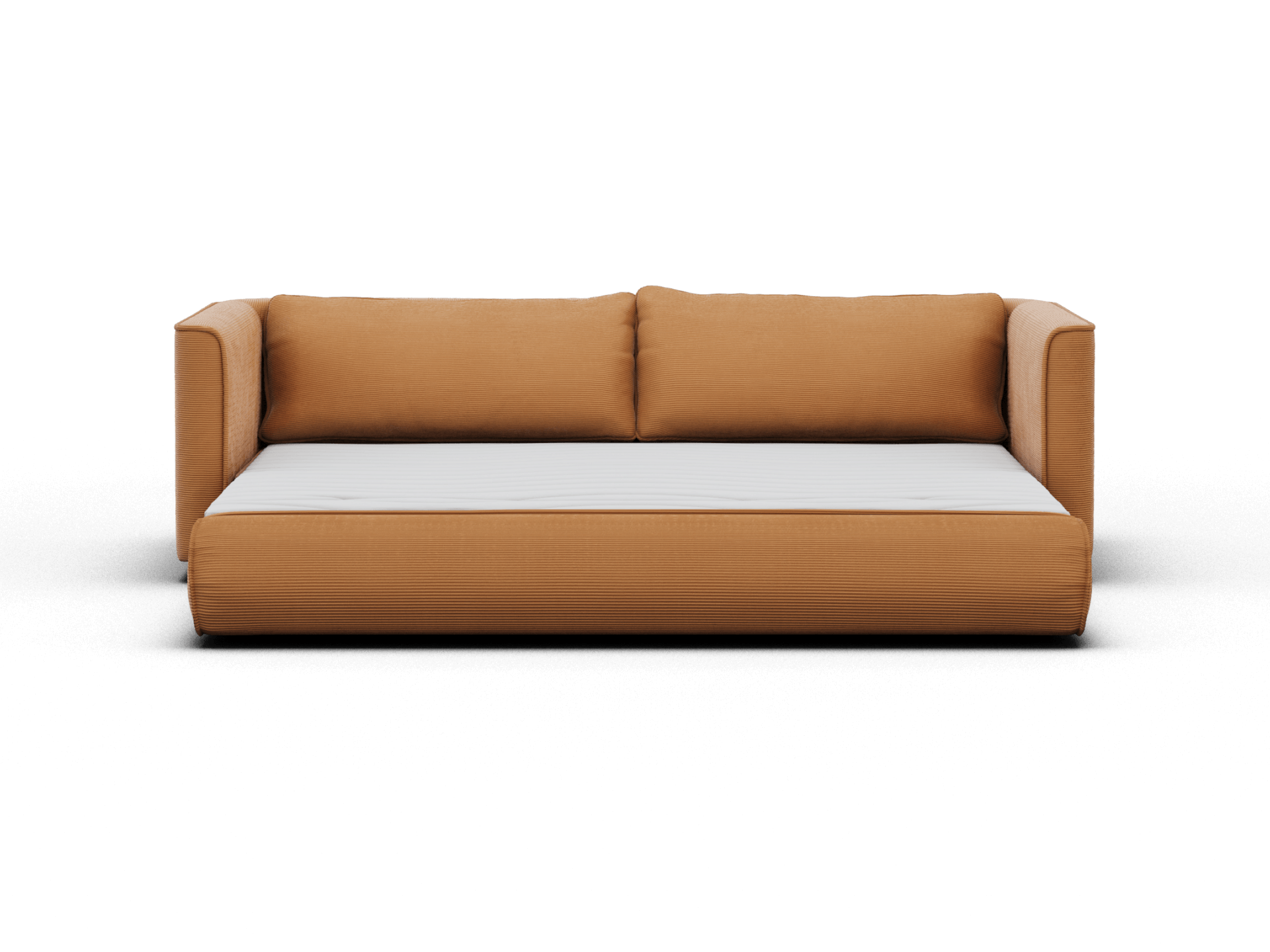Koala Sofa Bed King in terracotta corduroy product detail view on grey studio background