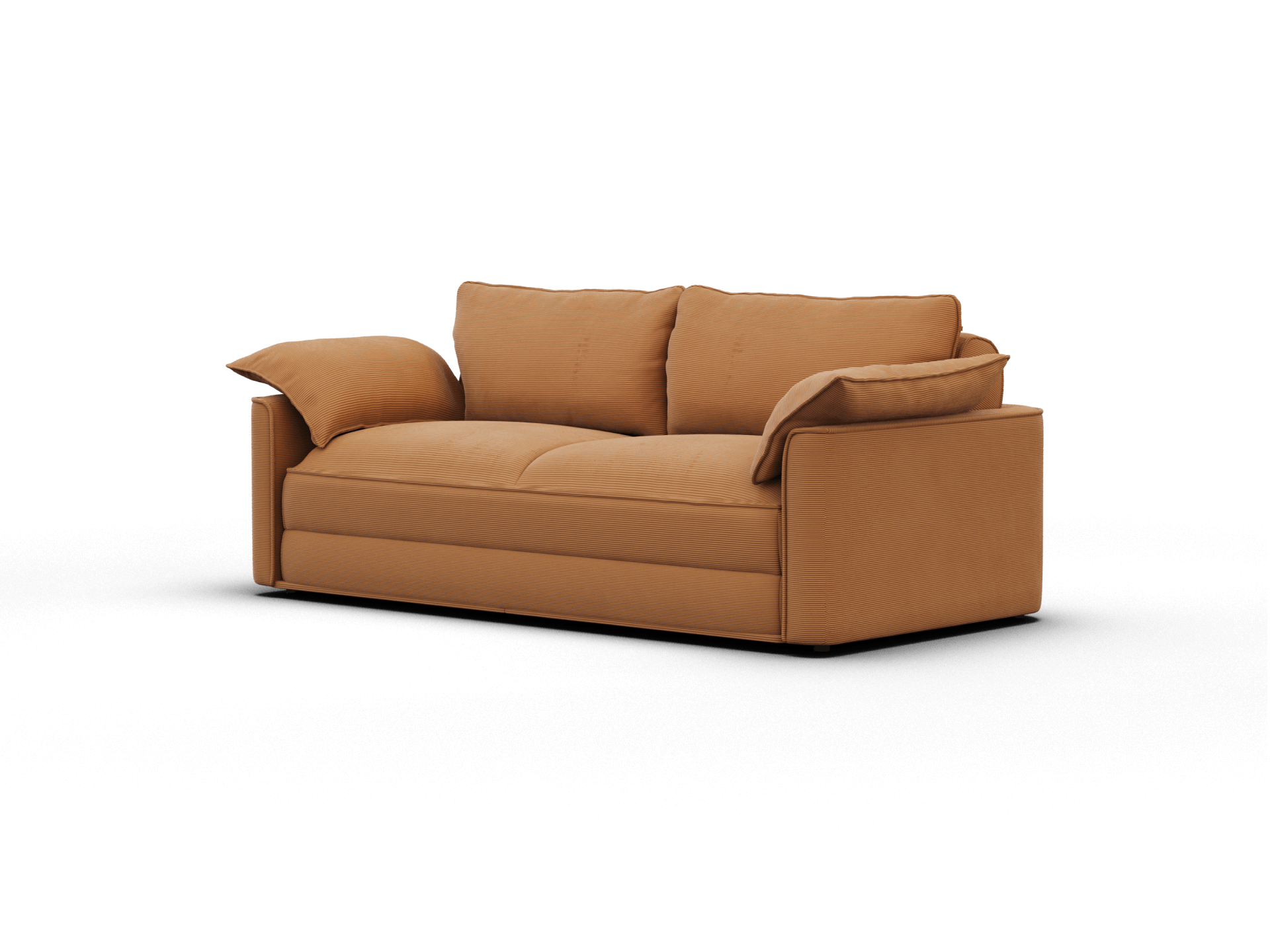 Koala Sofa Bed King in terracotta corduroy three-quarter angle sofa mode on grey studio background
