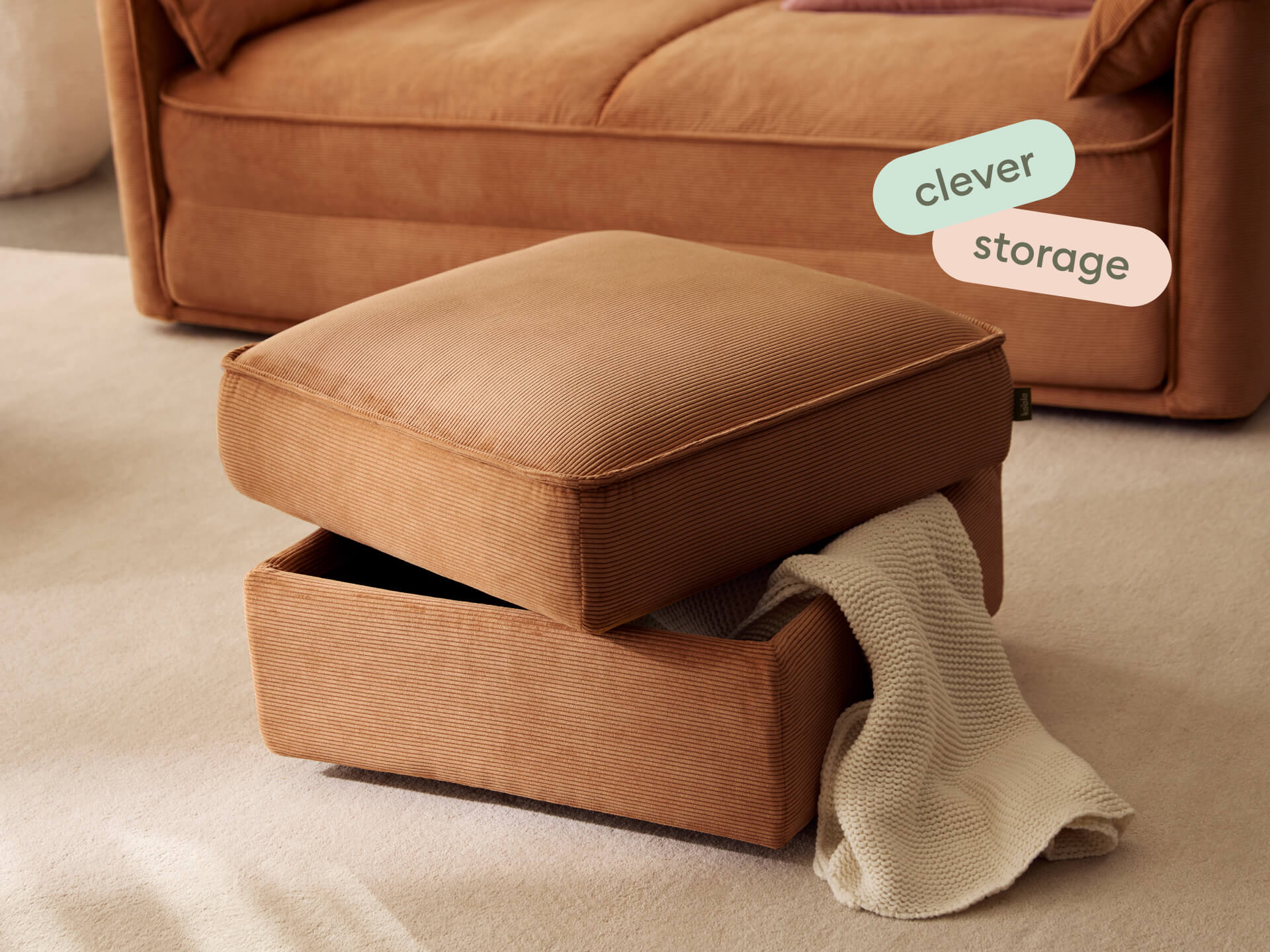 Koala Sofa Bed Ottoman [4th Gen] - Sand Stone Corduroy