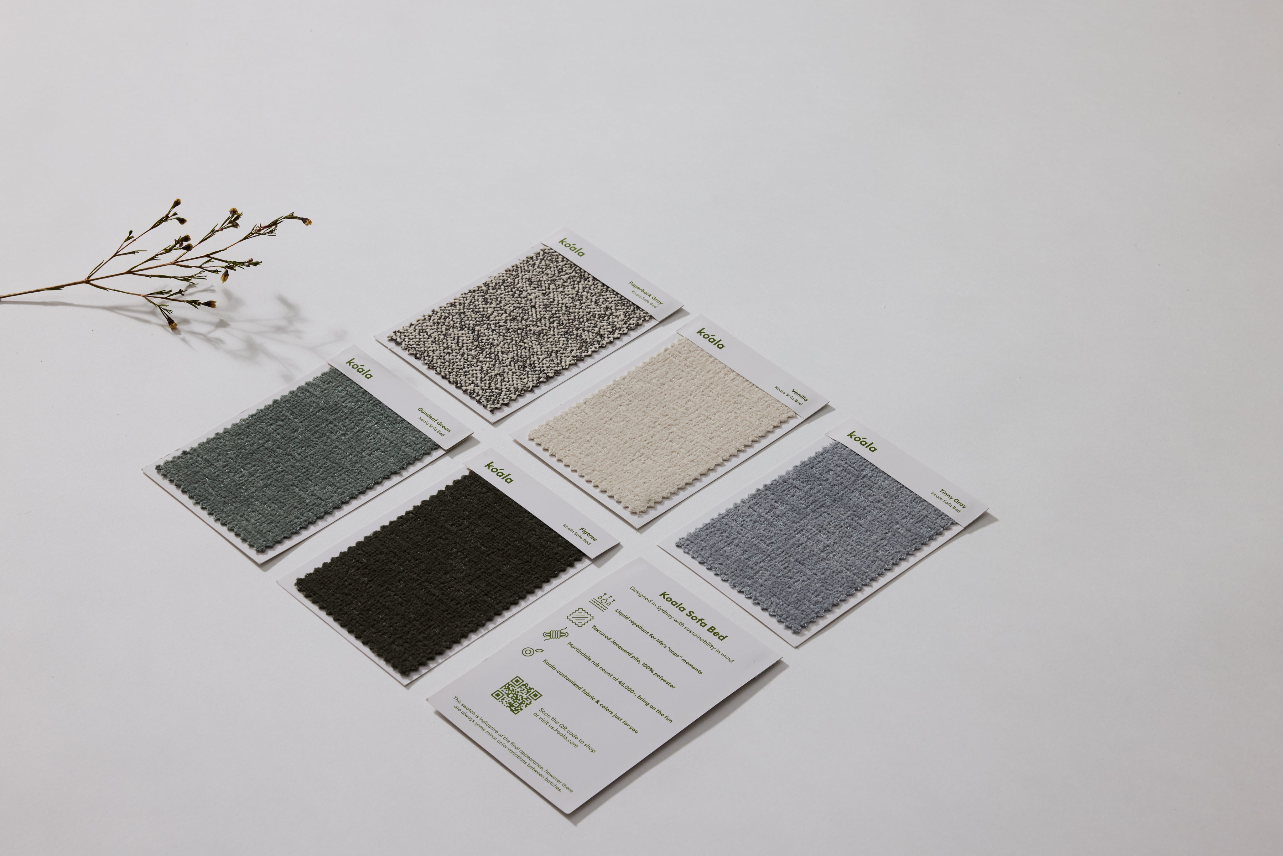 Koala Sofa Bed Fabric Samples - All colors